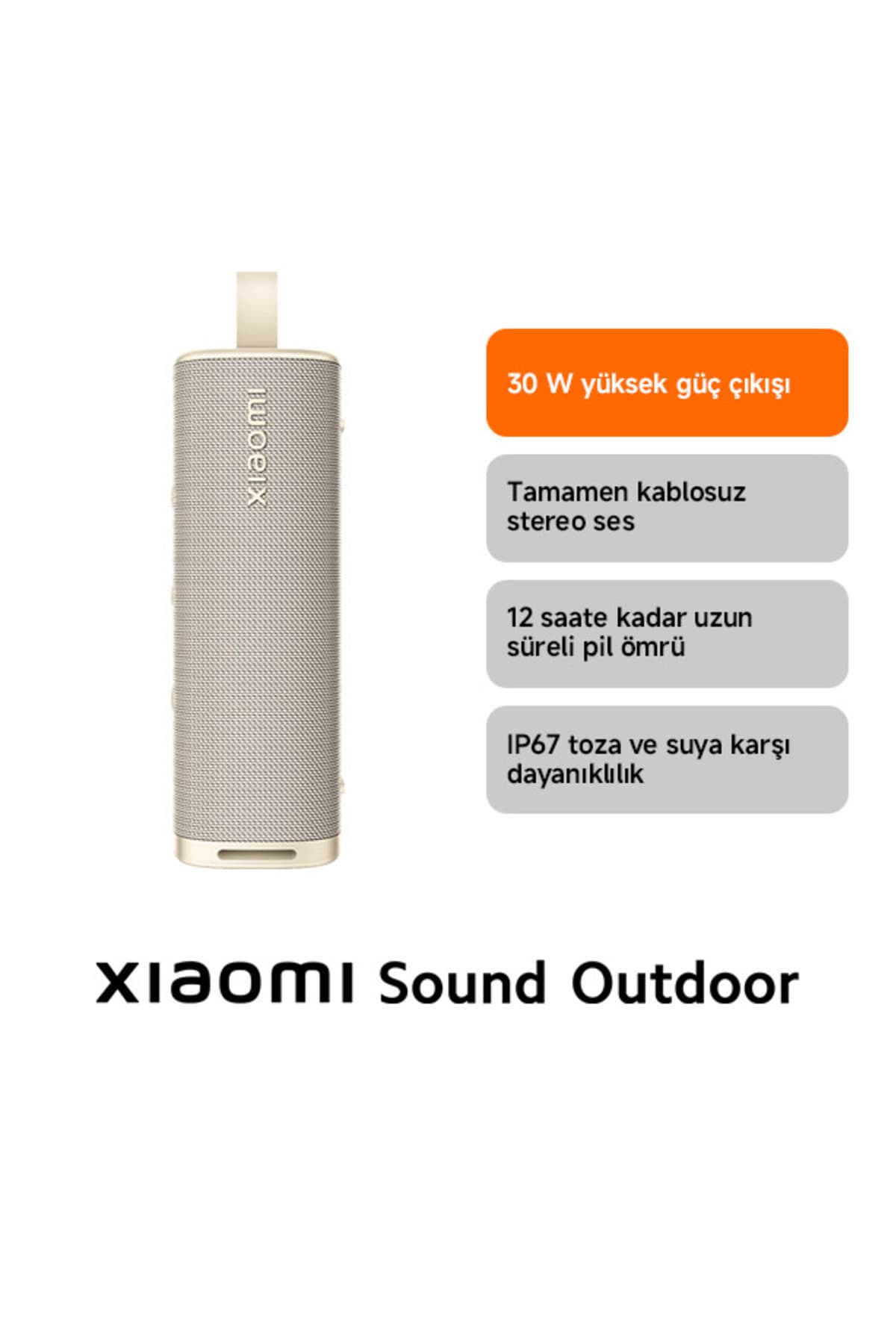 Xiaomi Sound Outdoor 30W IP67 Taşınabilir Bluetooth Hoparlör Altın (Xiaomi Türkiye Garantili)