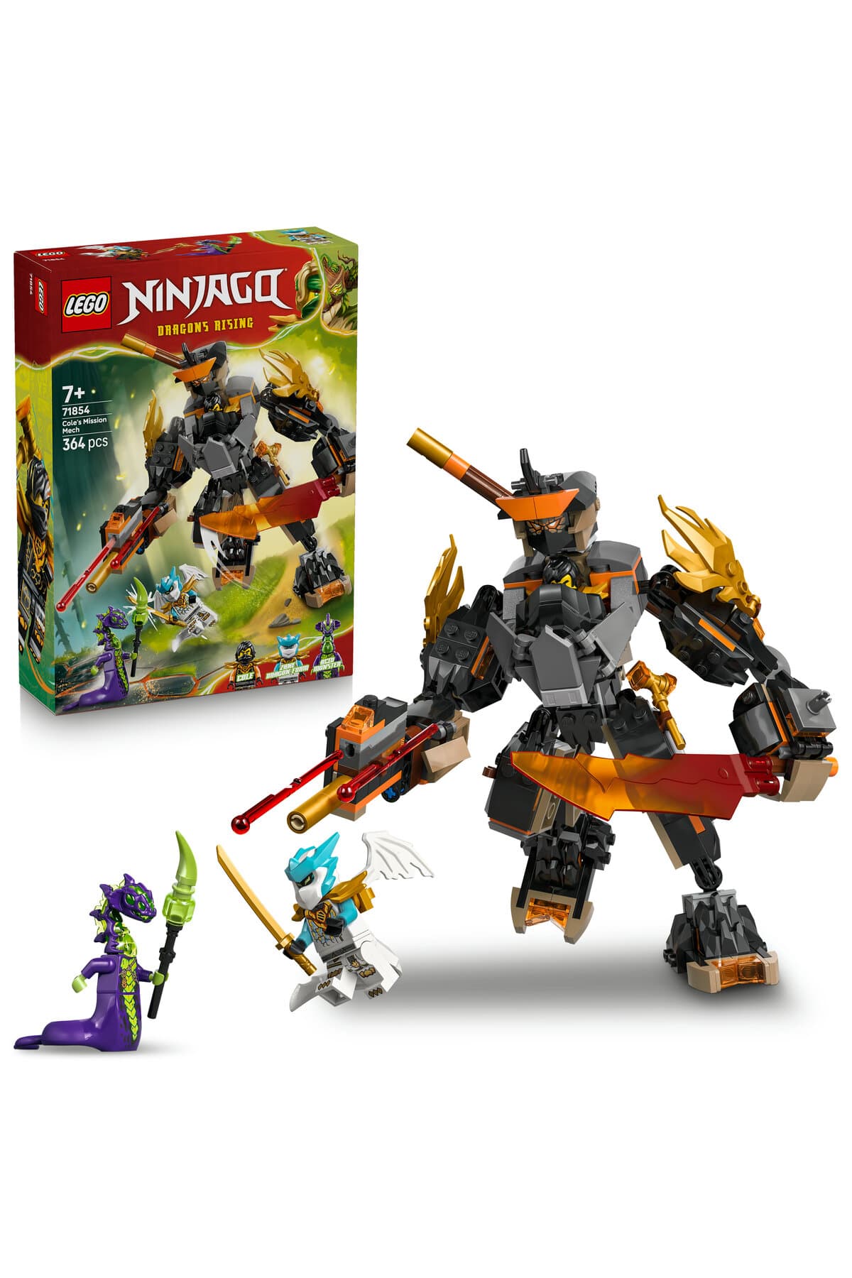 LEGO ® NINJAGO® Cole’un Görev Robotu ve Ejderha Zane 71854 - 7+ için Oyuncak Yapım Seti (364 Parça)