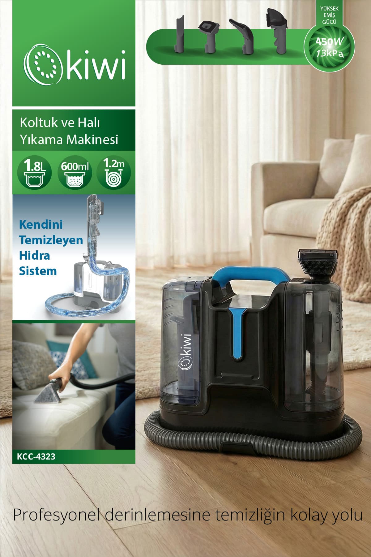 Kiwi Koltuk Halı Yıkama Ve Leke Çıkartma Makinesi KCC-4323
