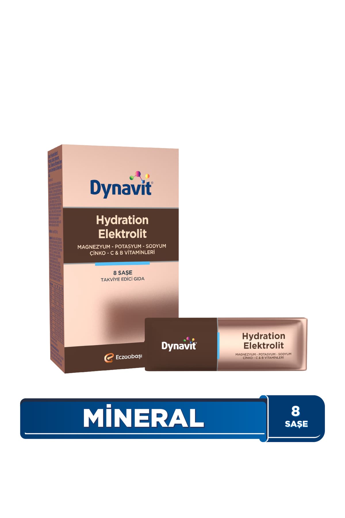 Dynavit Hydration Elektrolit 8 Saşe-Potasyum,Magnezyum,Sodyum,Çinko,Folik Asit,C&B Vitamini-Hidrasyon Denge