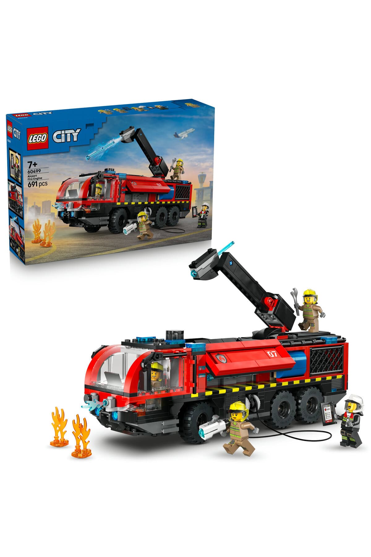 LEGO ® City Havaalanı İtfaiye Kamyonu 60499 – 7+ Yaş Çocuklar için Oyuncak Yapım Seti (691 Parça)