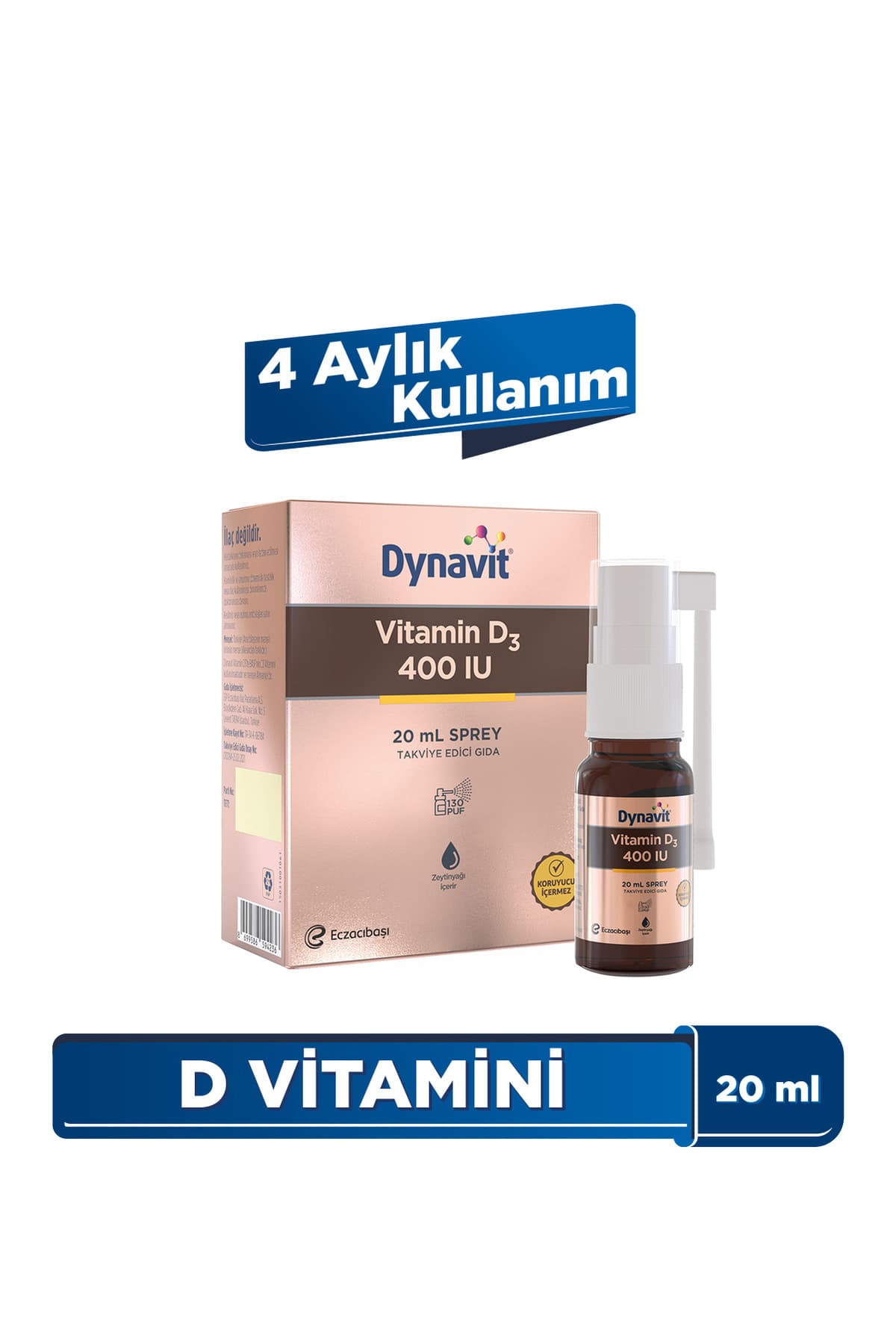 Dynavit Vitamin D3 400 IU (25mcg) 20 mL Sprey - D3 Vitamini - Bağışıklık & Kas & Kemik