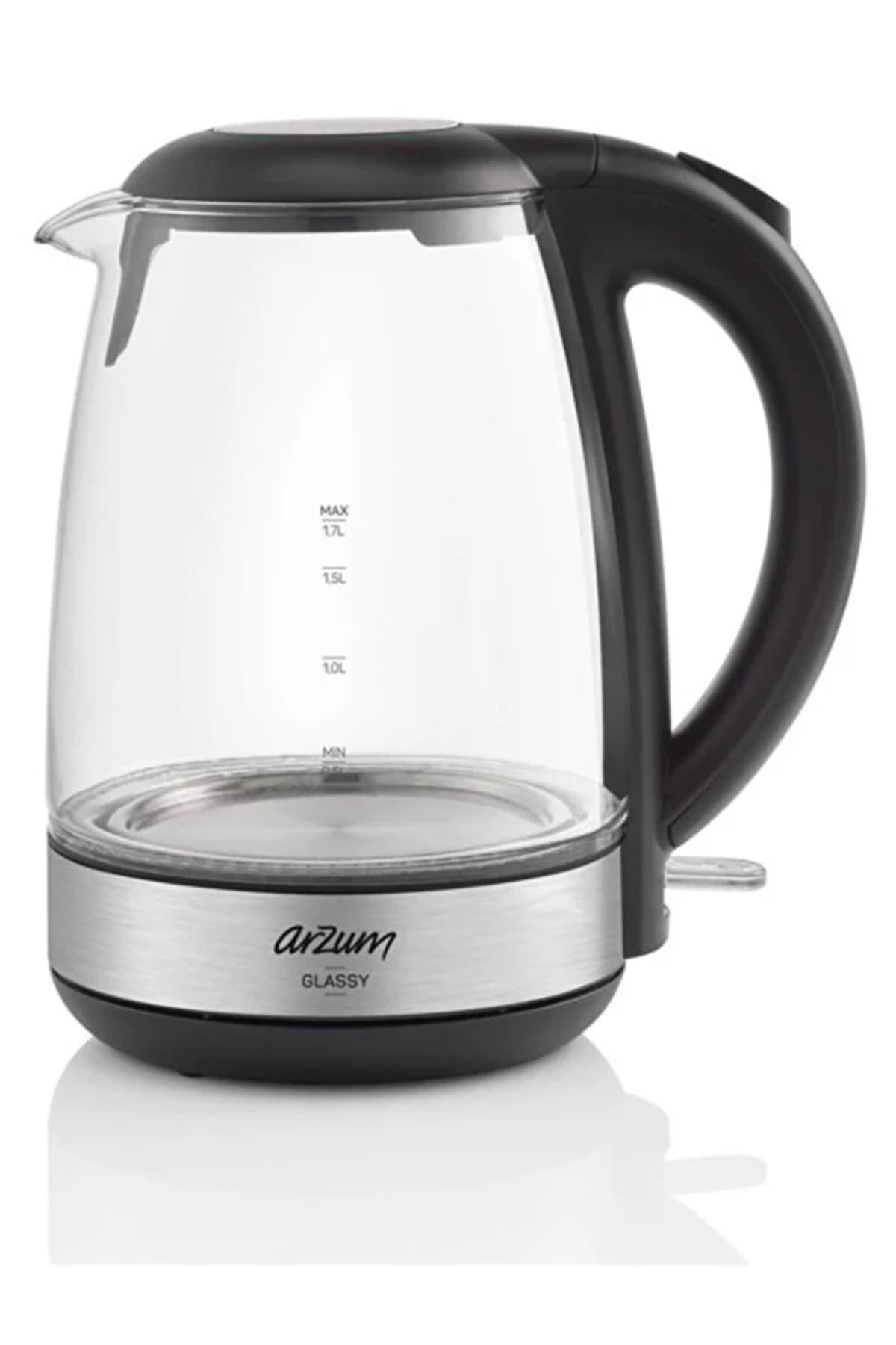 Arzum AR3071 Glassy Cam Su Isıtıcısı 1,7 Litre Kapasite 2200W, Siyah