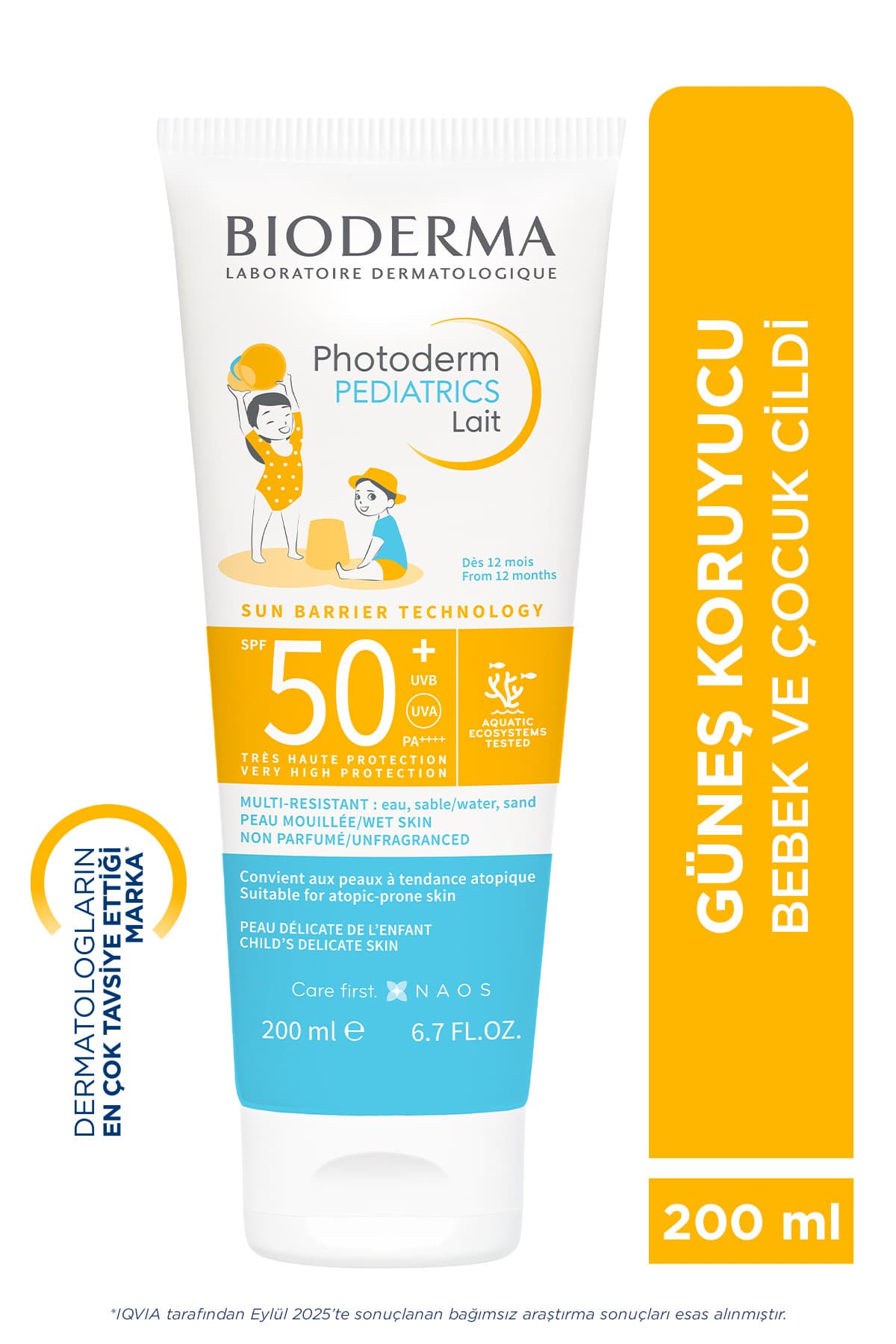 Bioderma Photoderm Pediatrics Lait SPF50+ Antioksidan Yüksek Korumalı Süt Formda Çocuk Güneş Kremi 200 ML