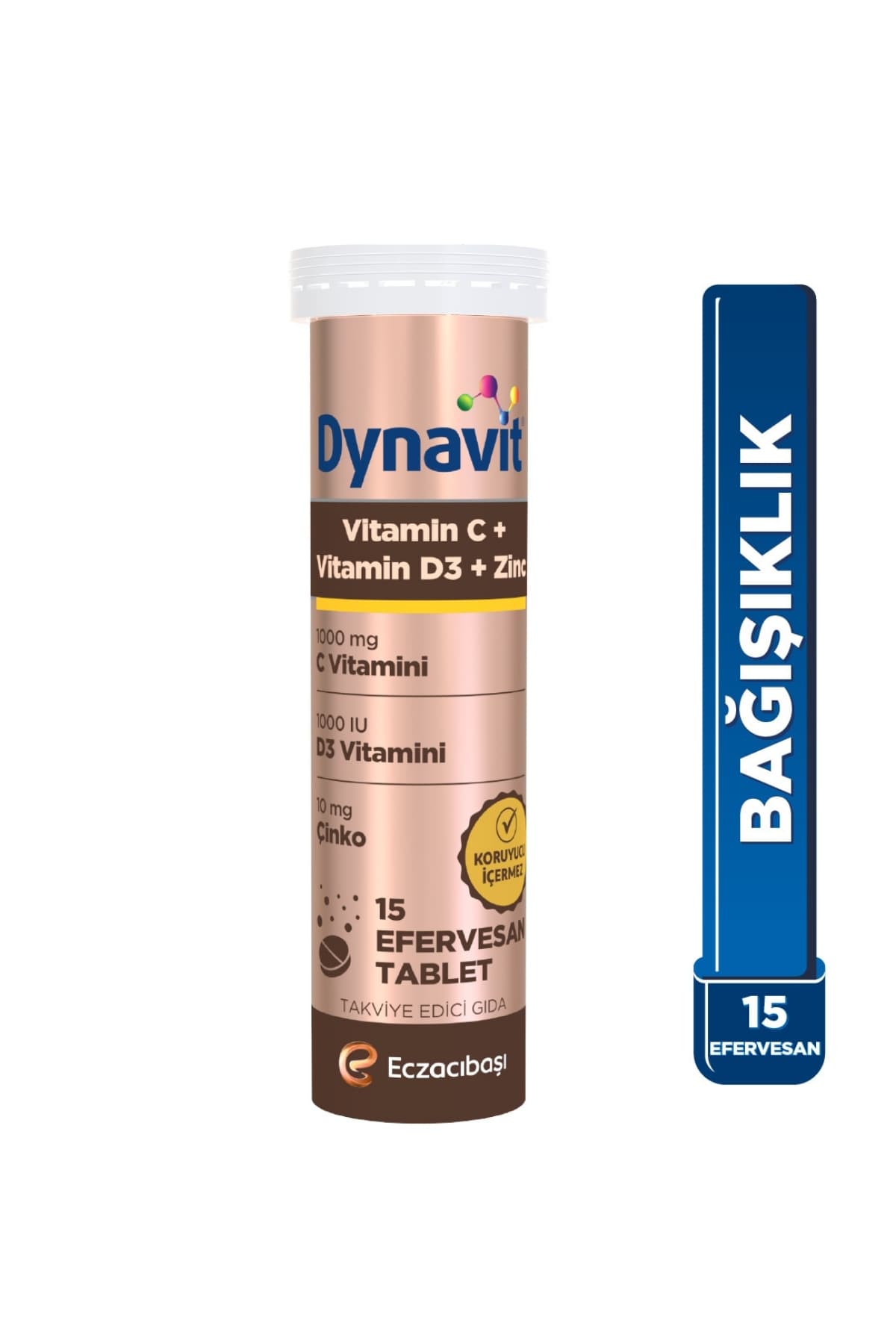 Dynavit Vitamin C & Vitamin D3 & Çinko 15 Efervesan Tablet - Şekersiz Portakal Aromalı - Bağışıklık