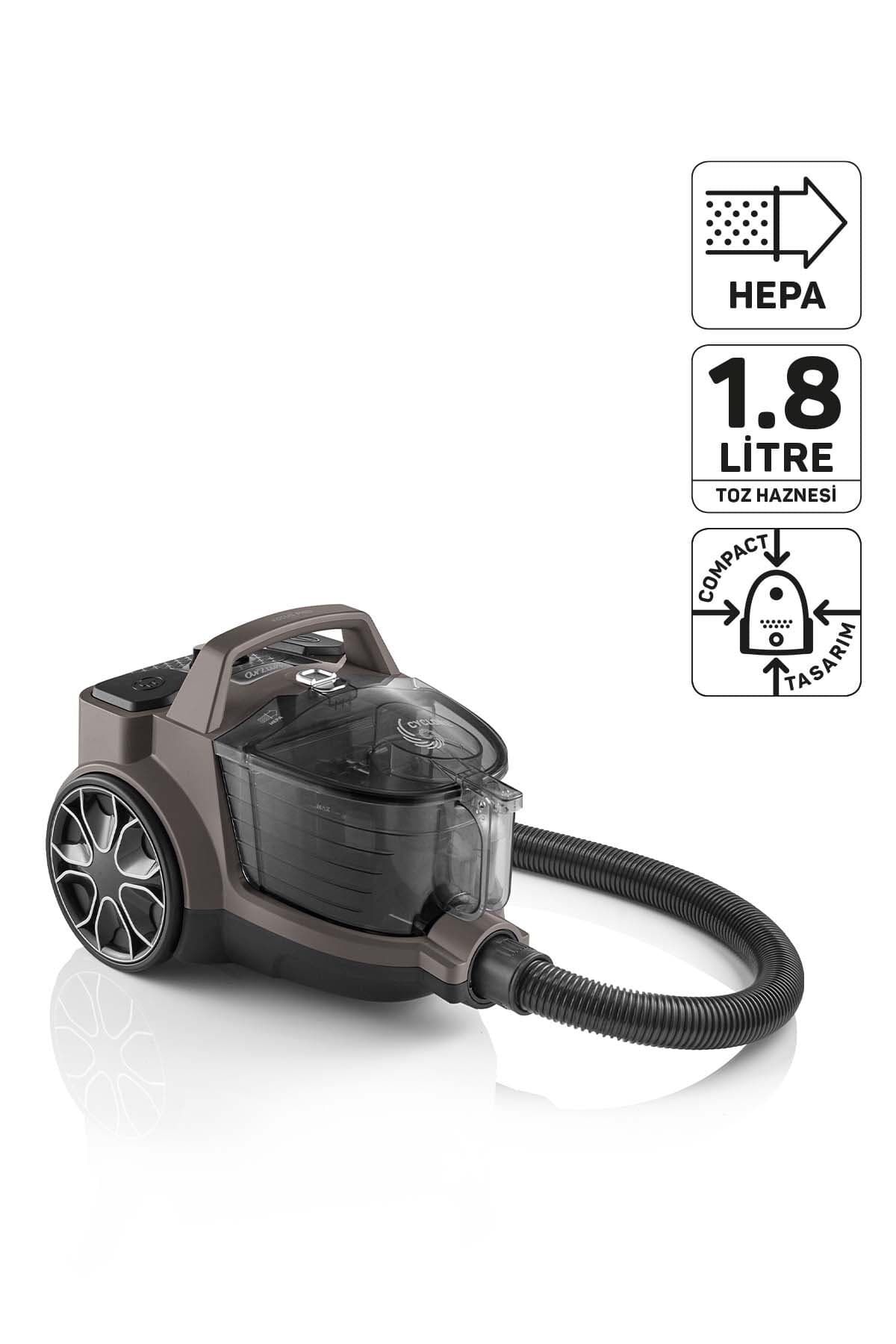 Arzum AR4137 Focus Pro Cyclone Toz Torbasız Elektrikli Süpürge, HEPA Filtreli, 1.8L Toz Haznesi, Toprak