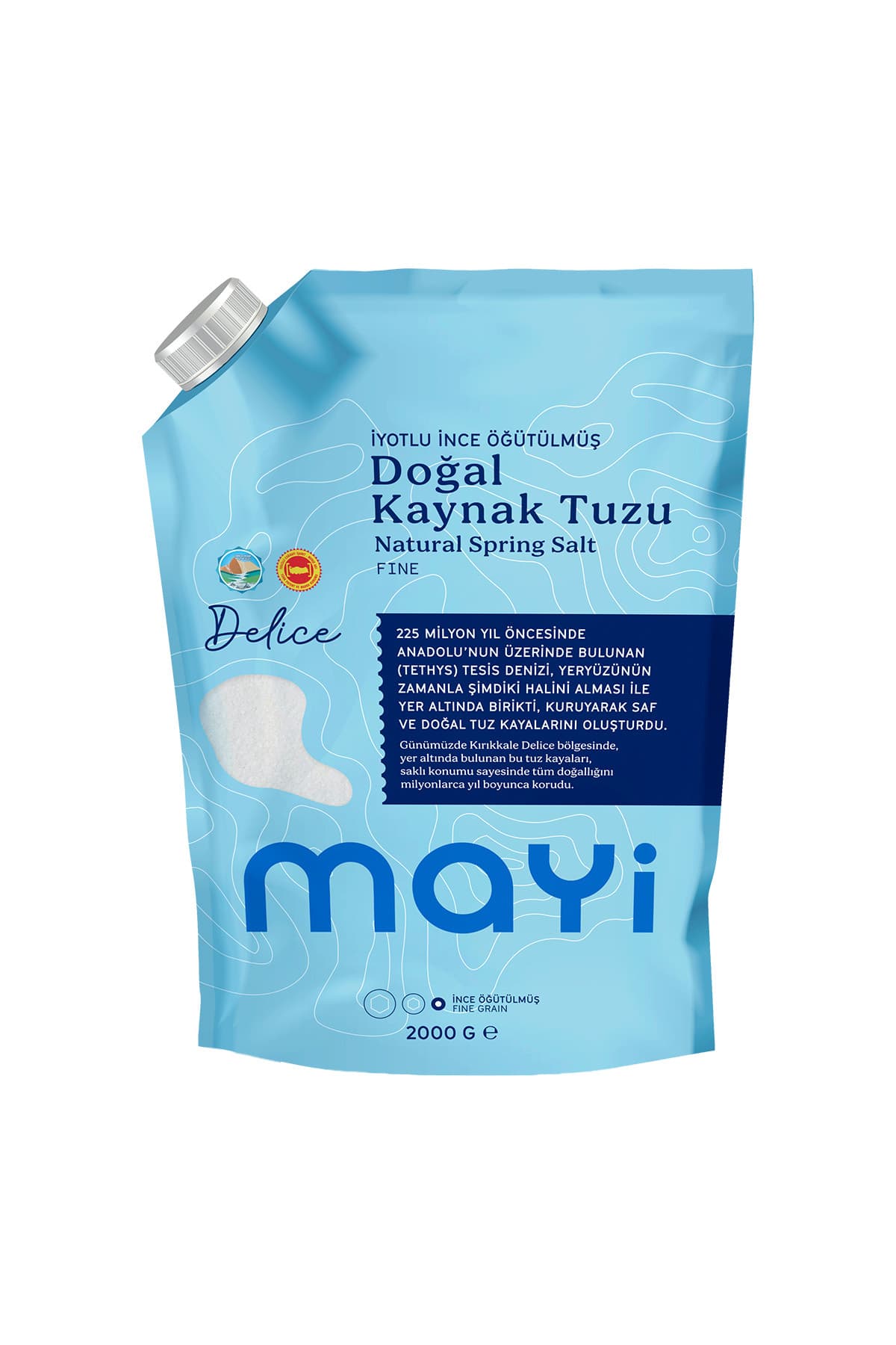 Mayi Tuz İyotlu İnce Öğütülmüş Doğal Kaynak Tuzu 2000 gr