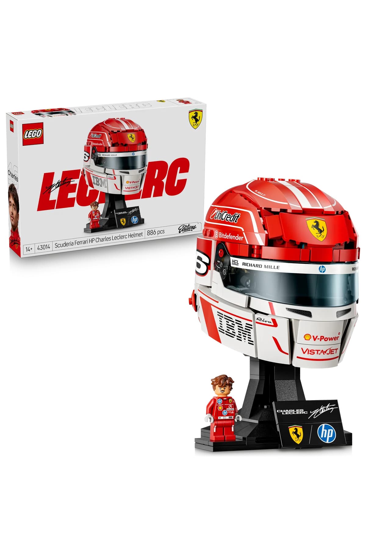 LEGO ® Editions Scuderia Ferrari HP Charles Leclerc Kaskı 43014 - 14+ için Oyuncak Yapım Seti (886P)