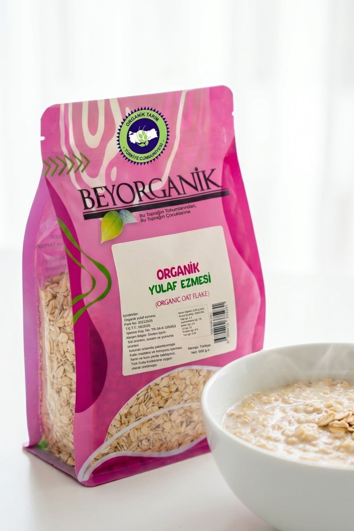BEYORGANİK ORGANİK Yulaf Ezmesi 500gr (AFLATOKSİN ve PESTİSİT ANALİZLİ) %100yerli yulaf