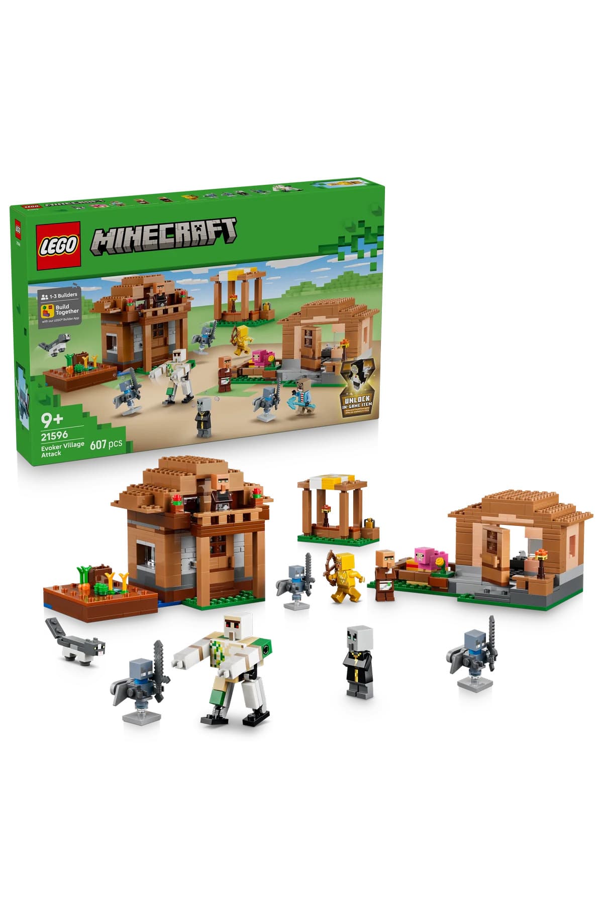 LEGO ® Minecraft® Evoker Köy Saldırısı 21596 – 9 Yaş ve Üzeri için Oyuncak Yapım Seti (607 Parça)