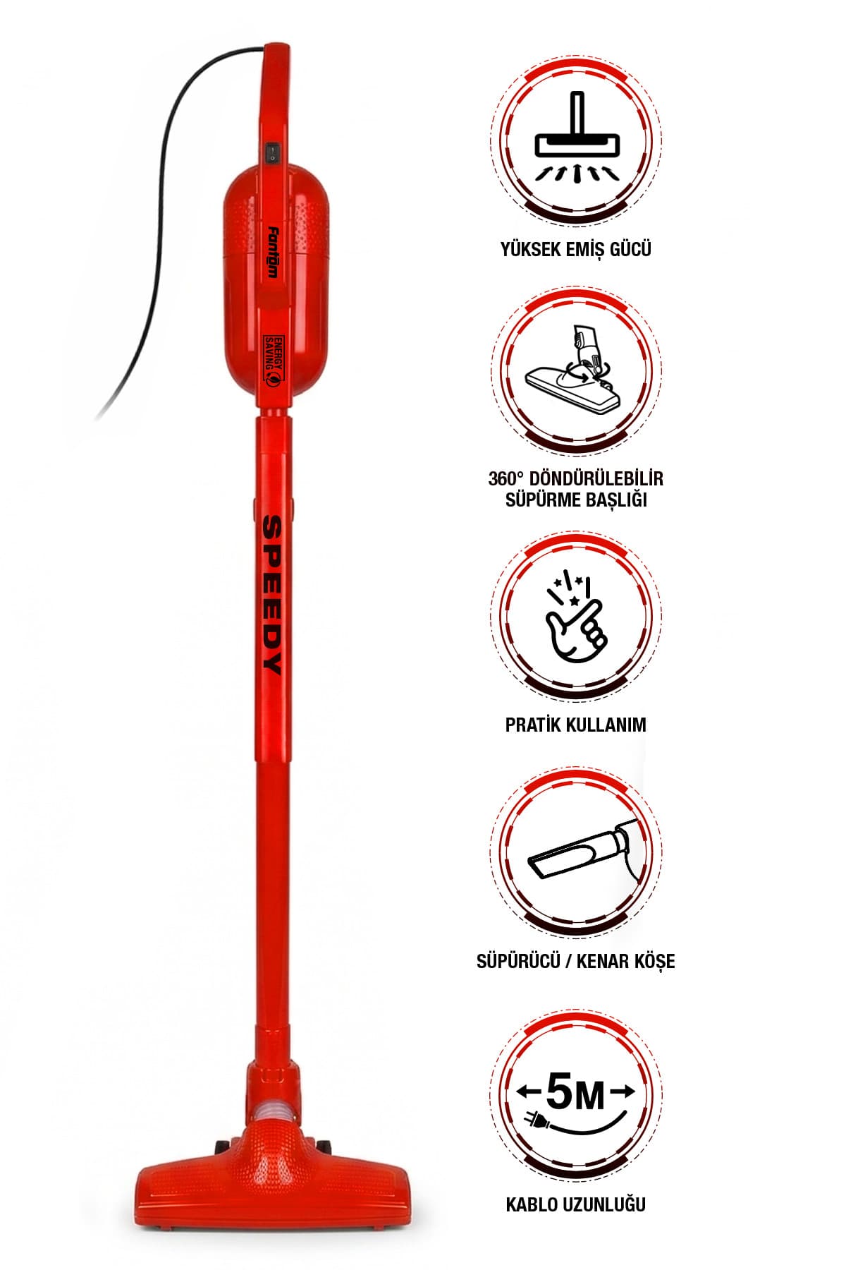 FANTOM Speedy Pro DU 2100 Dikey Süpürge Kırmızı