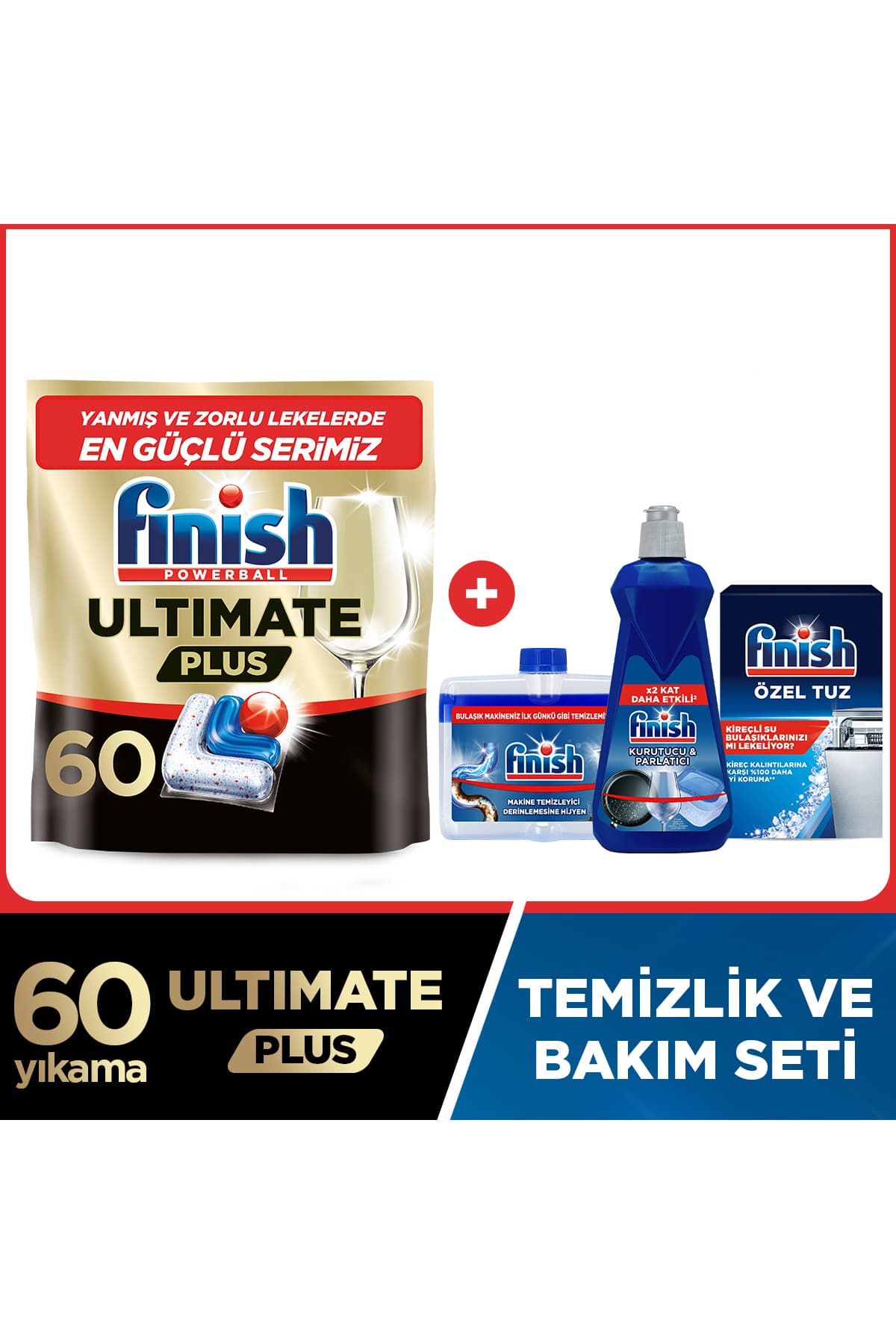Finish Ultimate Plus Bulaşık Makinesi Deterjanı Kapsül Tablet 60 Adet + Temizlik Ve Bakım Seti