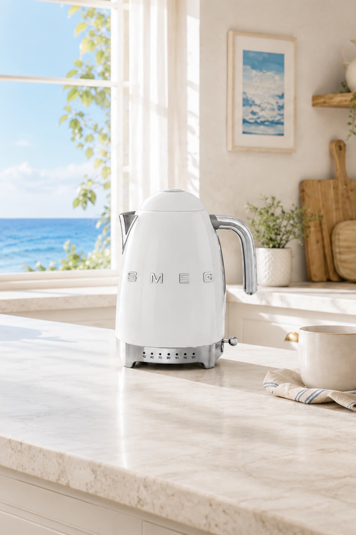 Smeg 50'S Style Retro Beyaz Isı Ayarlı Kettle Klf04wheu