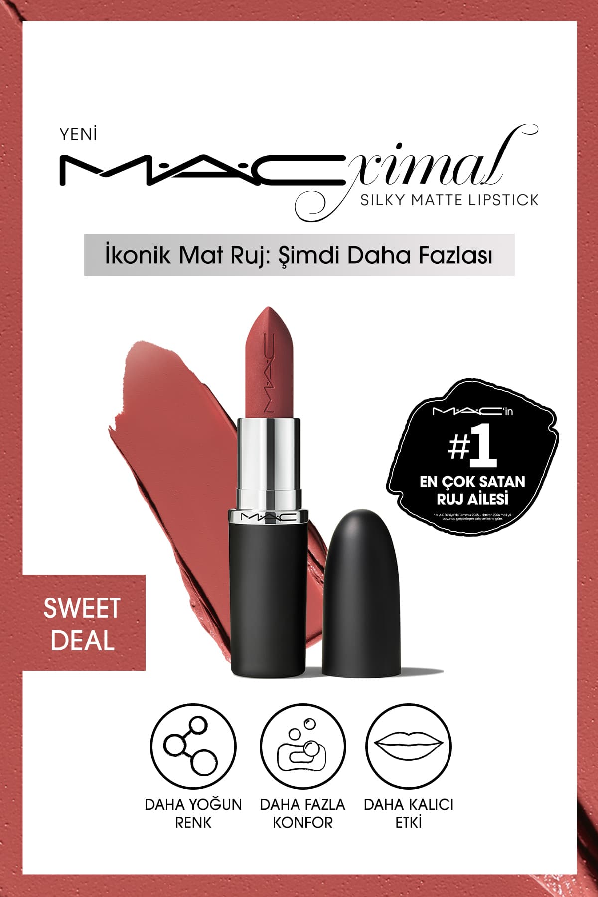 Mac M·a·cxımal Silky Matte Lipstick Nemlendirme Etkili Yoğun Renk Sağlayan Ruj - Sweet Deal