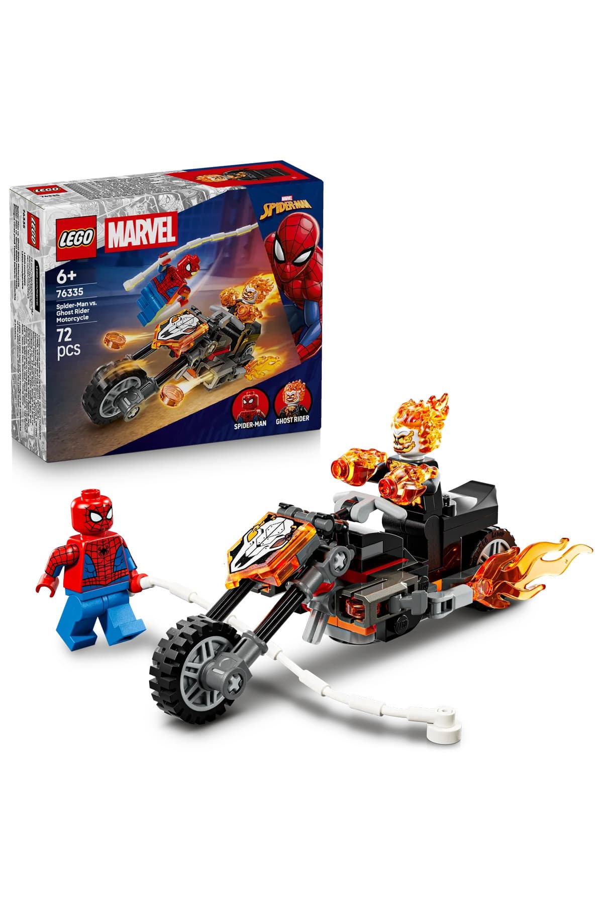 LEGO ® ǀ Marvel Örümcek Adam vs. Ghost Rider Motosikleti 76335 - 6+ Yaratıcı Oyuncak Yapım Seti (72P)