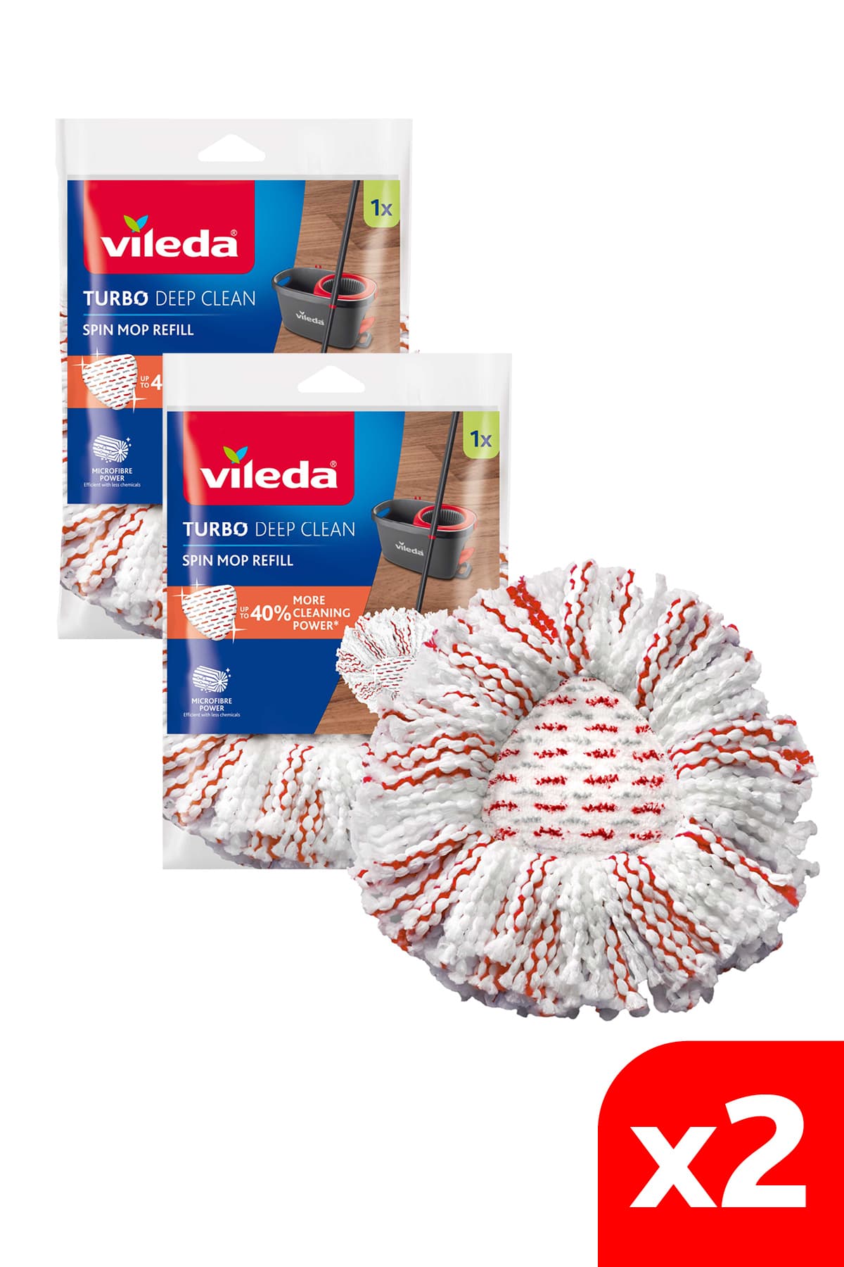 Vileda 2 Paket Turbo Deep Clean Yedek Paspas, Extra Pedli, Üçgen Başlık, Derinlemesine Temizlik
