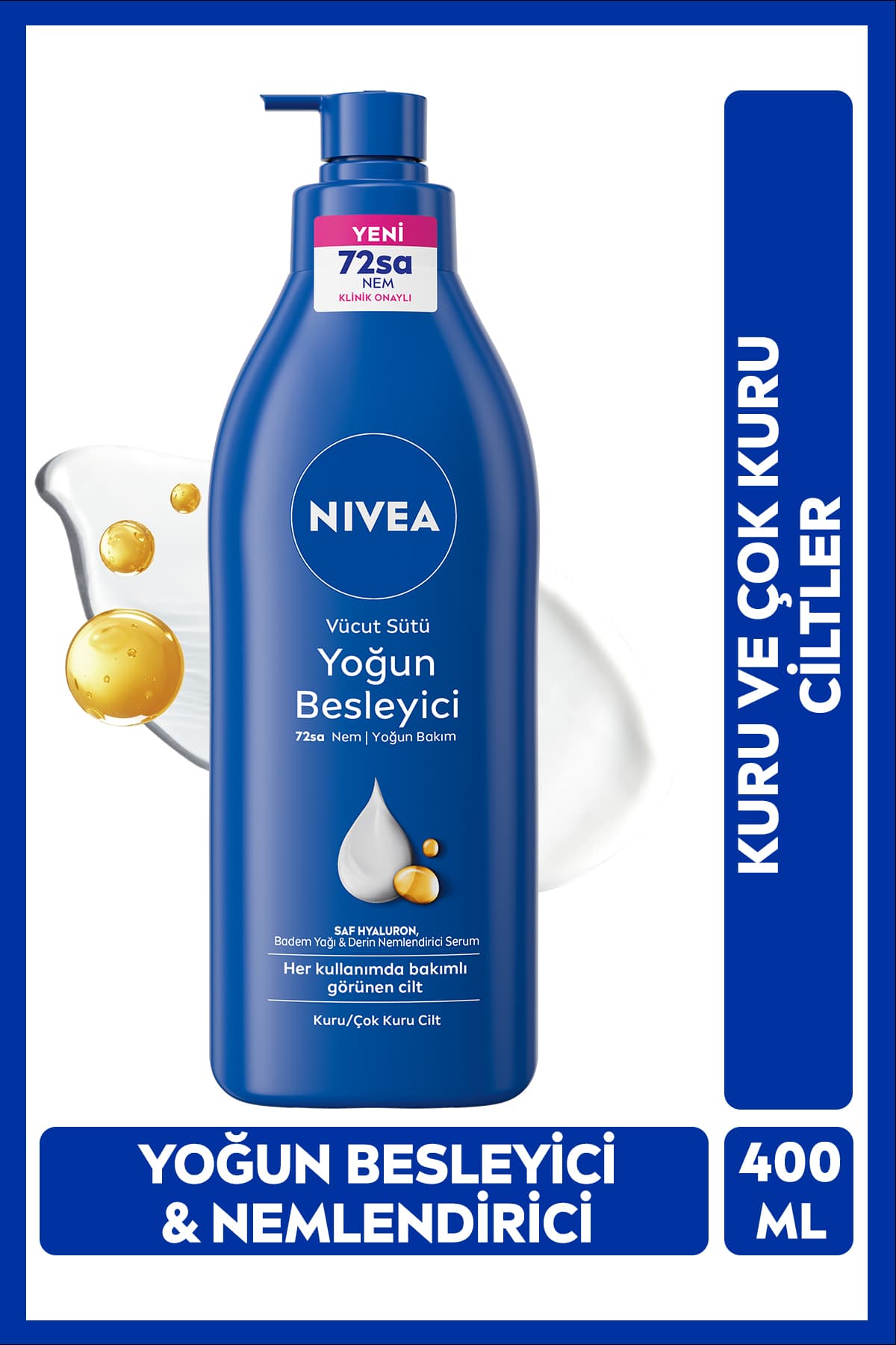 NIVEA Kuru Ciltler için Besleyici ve Nemlendirici Vücut Sütü 400 ml,Büyük Boy