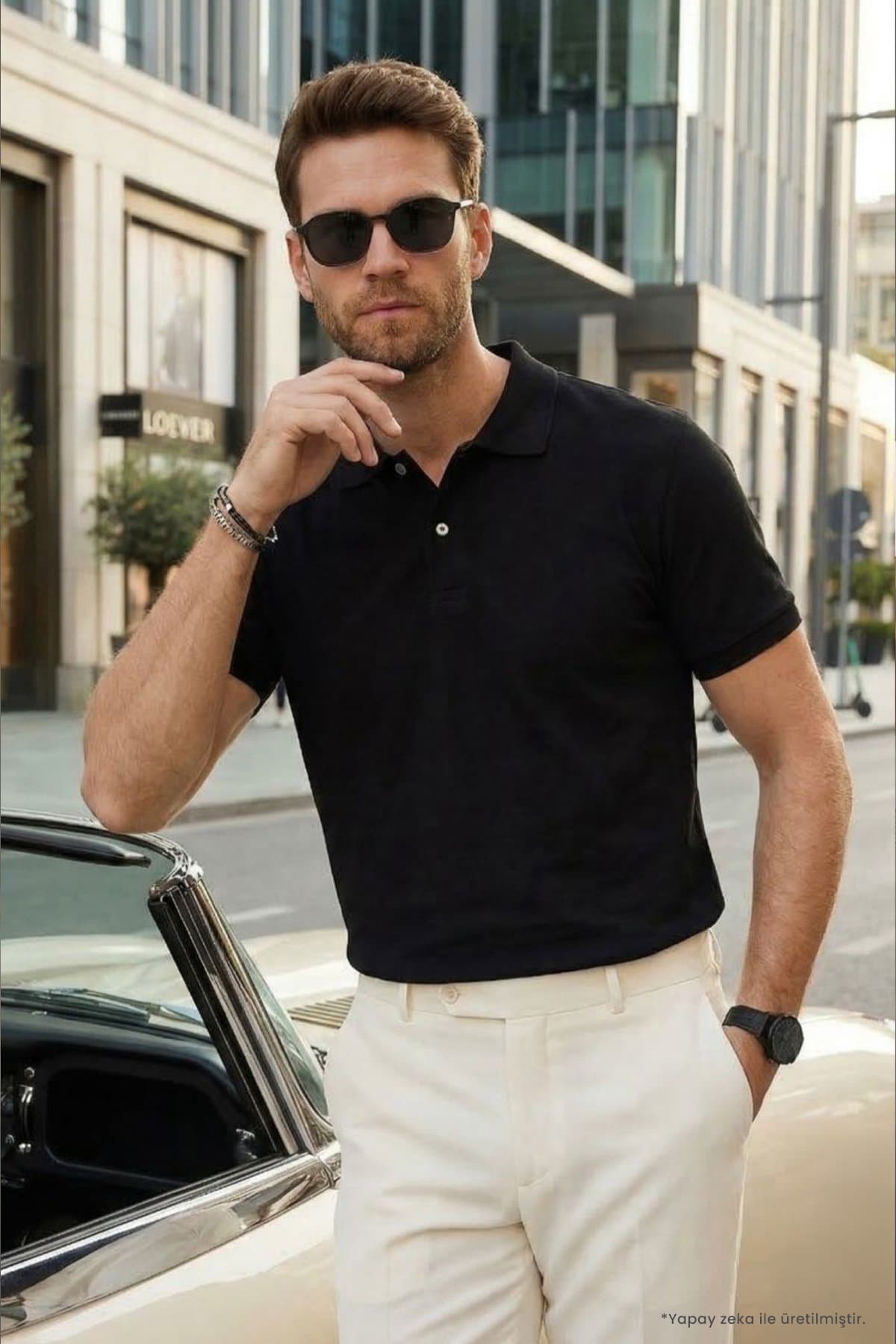 Tudors Erkek Slim Fit Dar Kesim Pamuklu Yumuşak Doku Kumaş Kıvrılmaz Yaka Siyah Polo Yaka Tişört