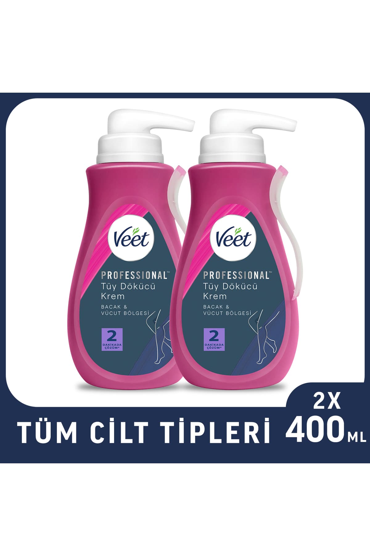 Veet Professional Tüm Cilt Tipleri Tüy Dökücü Krem 2 x 400 ml Ekonomik Set