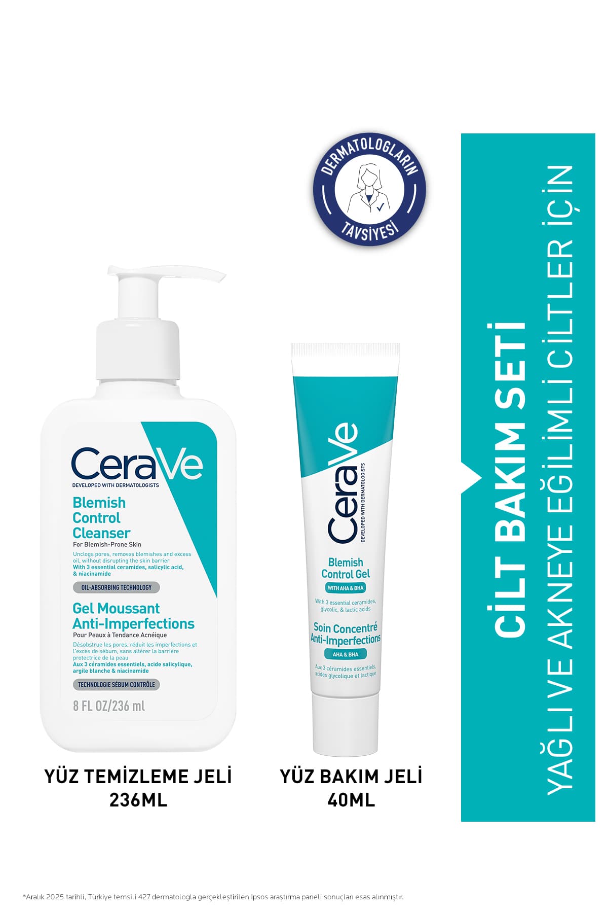 CeraVe Yağlı ve Akneye Eğilimli Ciltlere Özel Cilt Bakım Seti: Yüz Temizleme Jeli 236ml&Yüz Bakım Jeli 40ml