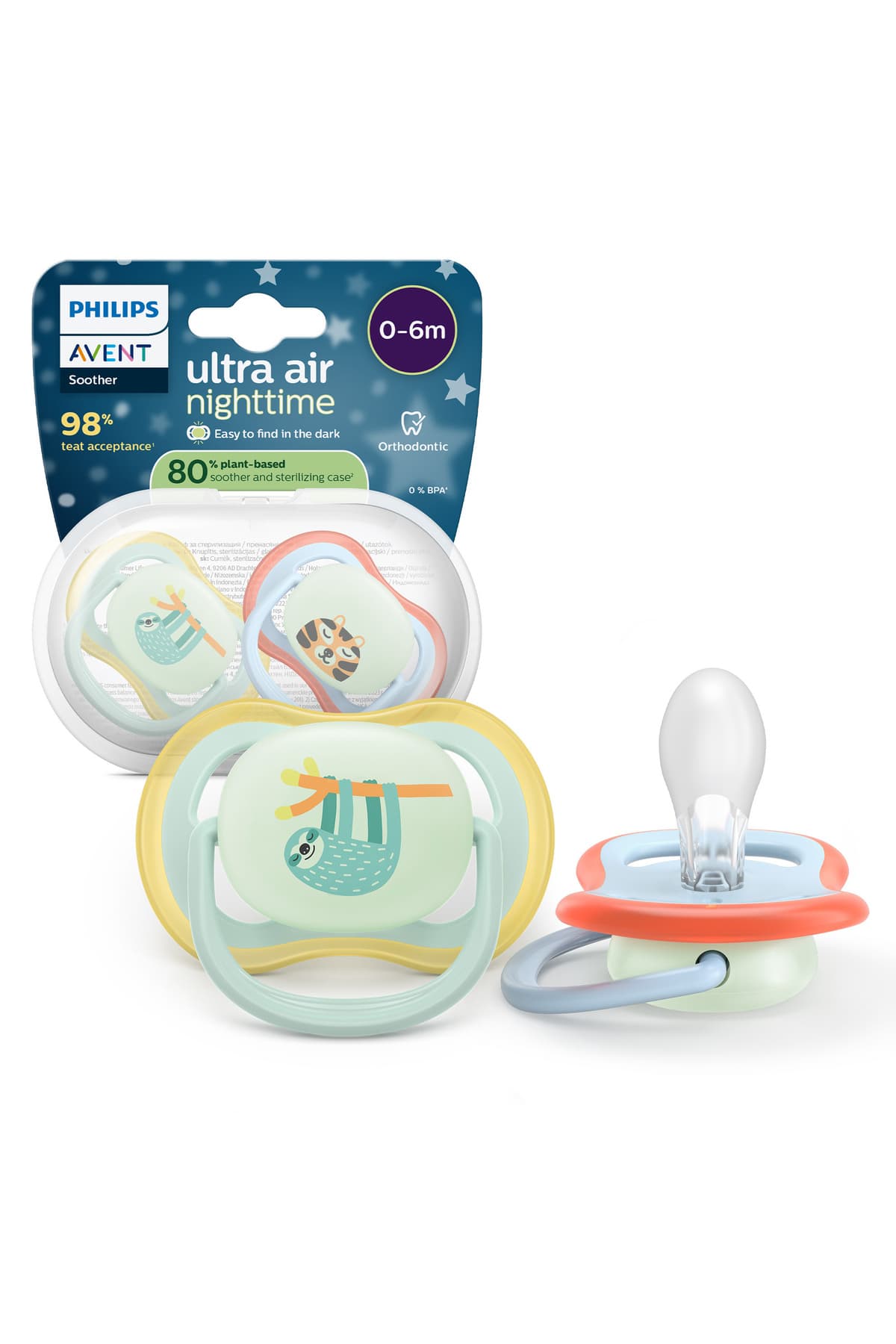 Philips Avent Ultra Air Gece Emziği, 0-6 Ay, Erkek, Karanlıkta Parlayan, SCF376/24