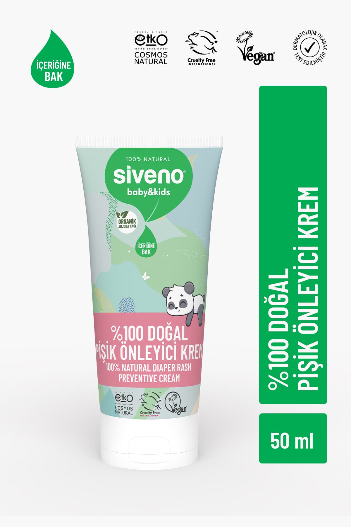 Siveno %100 Doğal Bebek Pişik Önleyici Krem Çinko PCA Yenidoğan Koruyucu & Hassas Onarıcı Bakım Kremi 50 ml