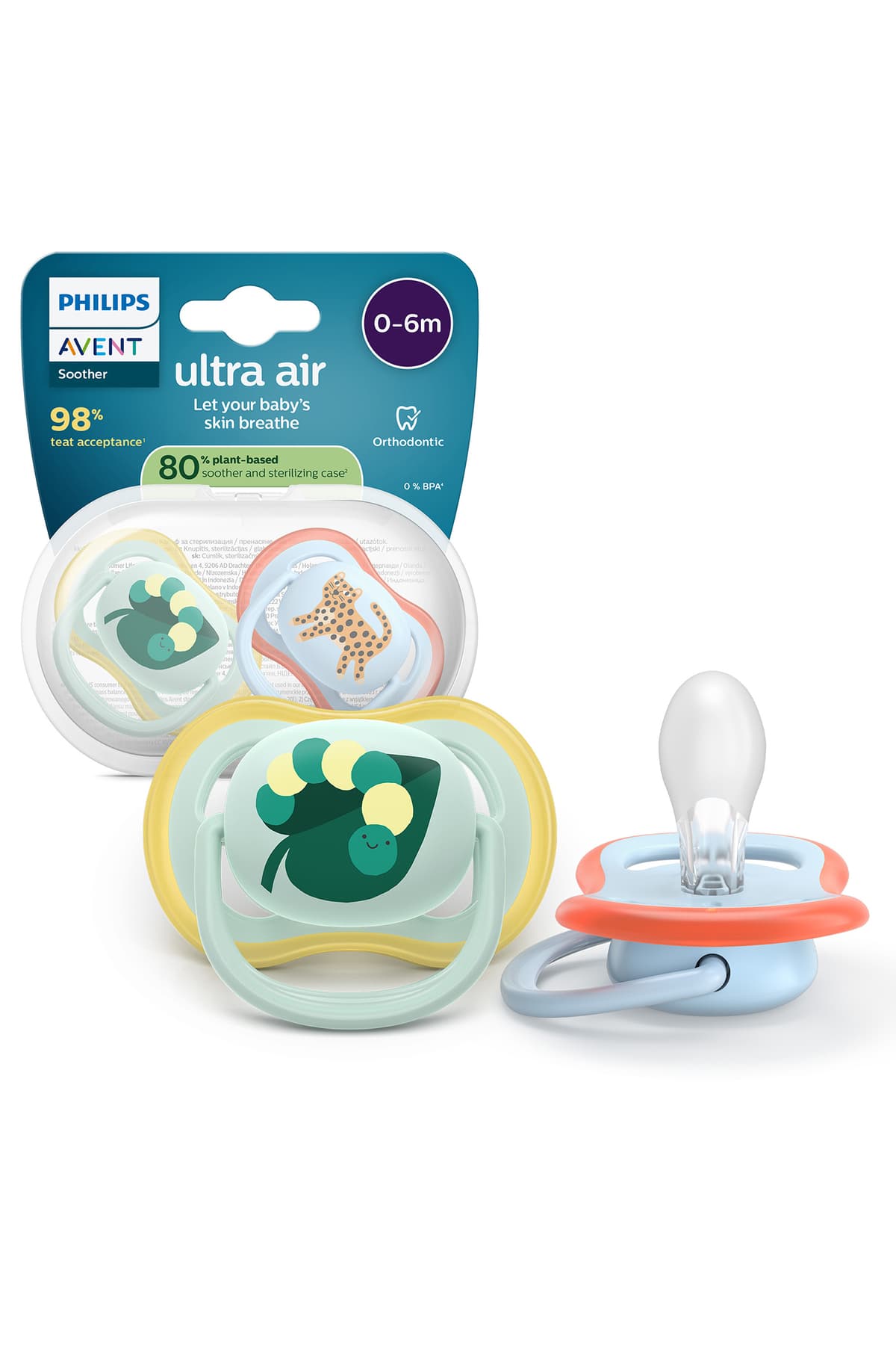 Philips Avent Ultra Air Emzik 0-6 Ay, Erkek, Ortodontik, Yumuşak Silikon Uçlu, BPA İçermez, Hijyen Kutulu, 2'li, SCF087/02