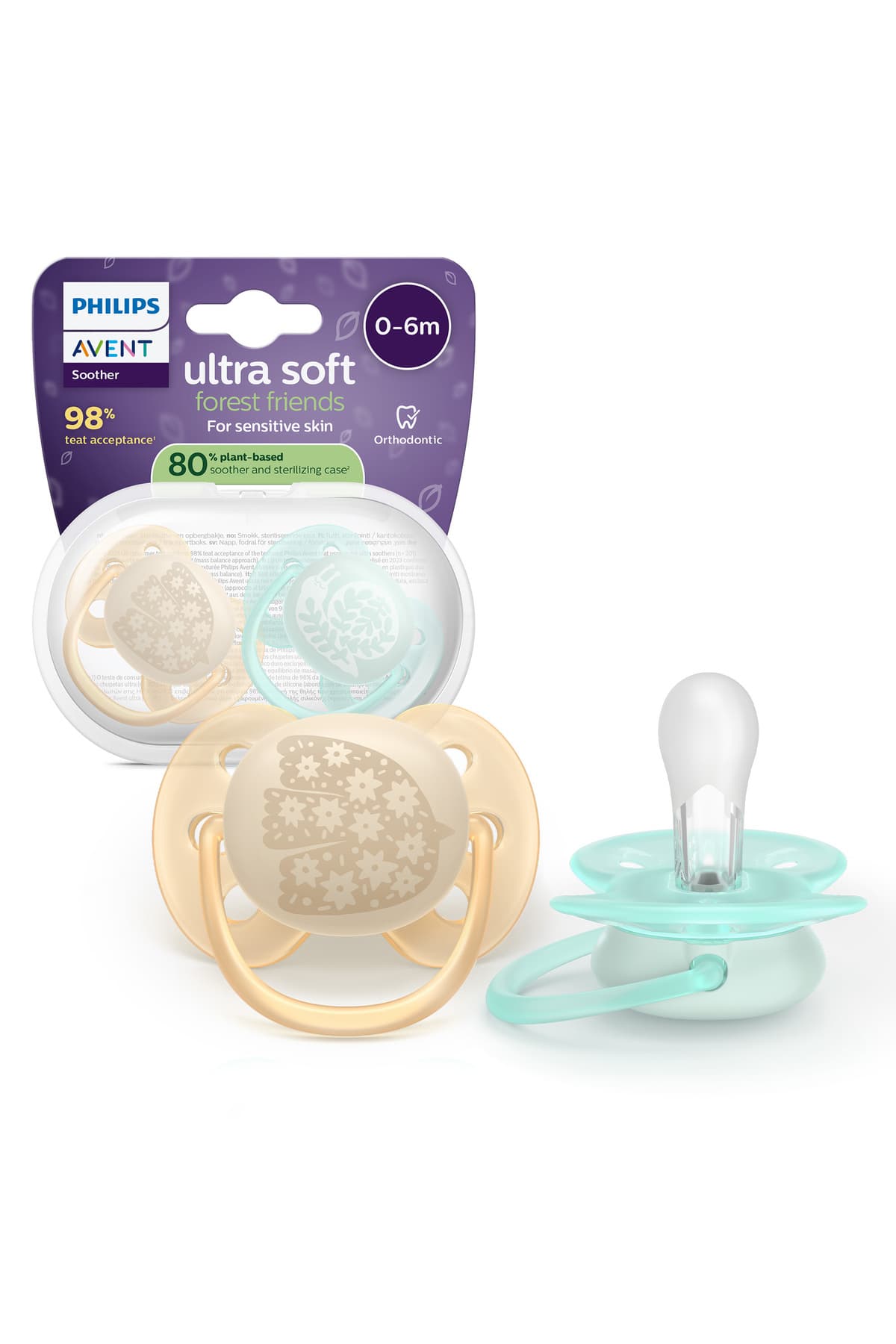 Philips Avent Ultra Soft Emzik 0-6 Ay, Esnek Emzik Kalkanı, Ortodontik, Yumuşak Silikon Uçlu, BPA İçermez, Hijyen Kutulu, 2'li, SCF091/41