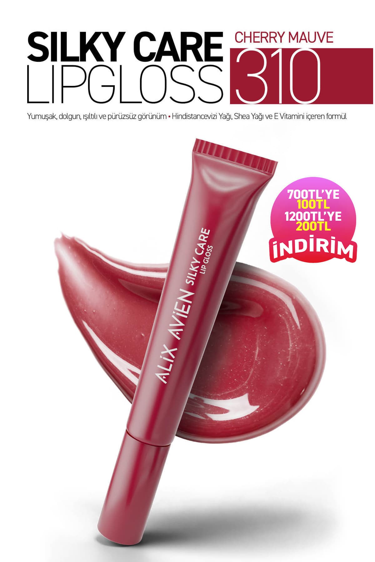 Alix Avien Dolgun Gürünüm ve Nemlendirici Etkili Dudak Parlatıcısı - Silky Care Lipgloss 310 Cherry Mauve