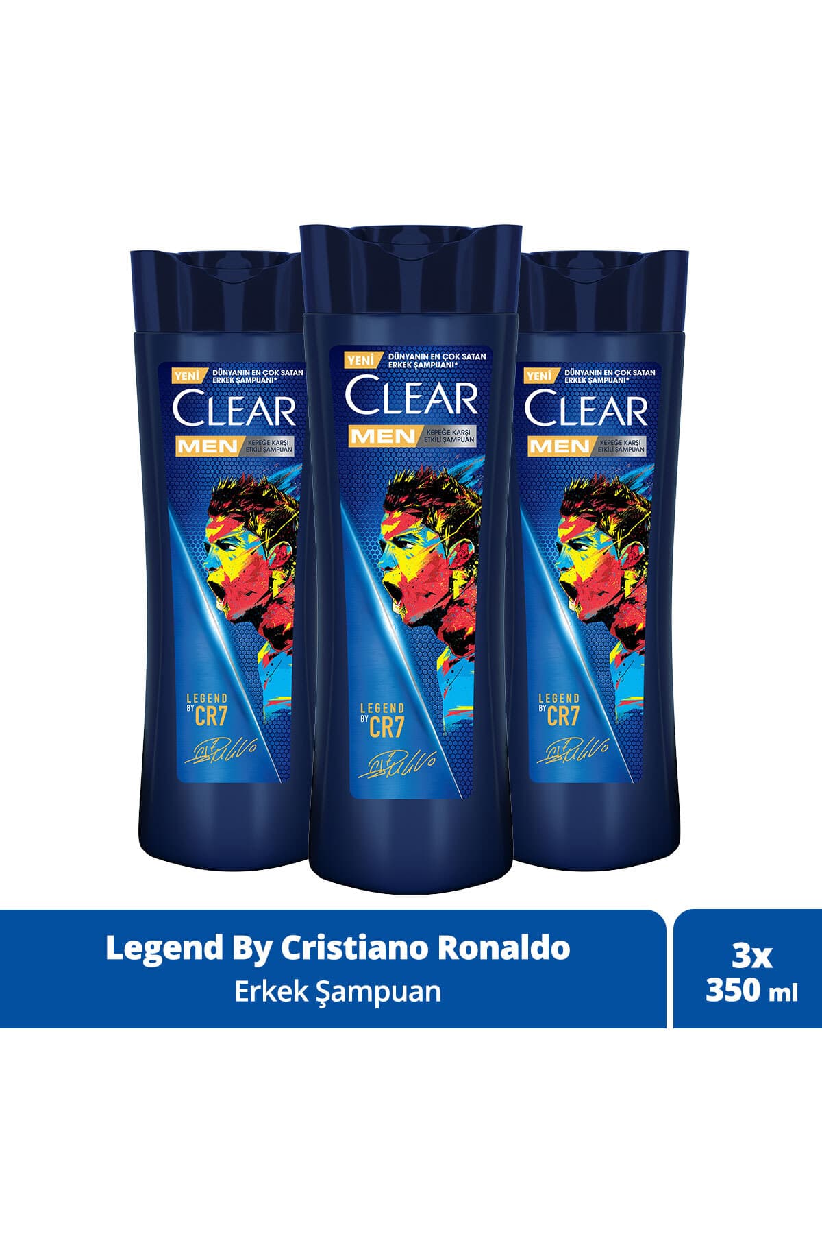 Clear Men Kepeğe Karşı Etkili Şampuan Legend by CR7 350 ml x3