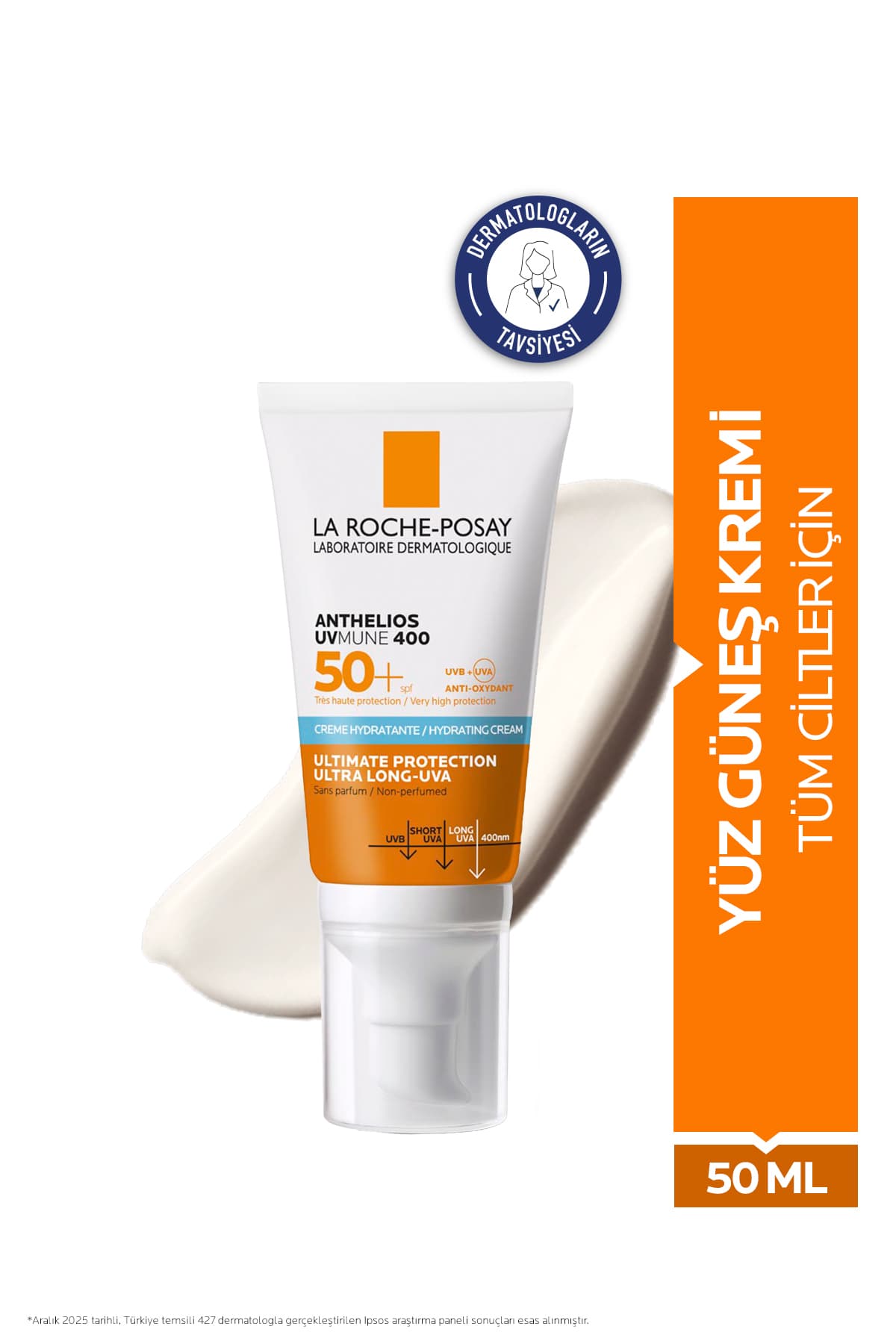 La Roche Posay Anthelios Uvmune 400 Hydrating Cream SPF50+ Tüm Cilt Tipleri İçin Nemlendirici Yüz Güneş Kremi 50 ml
