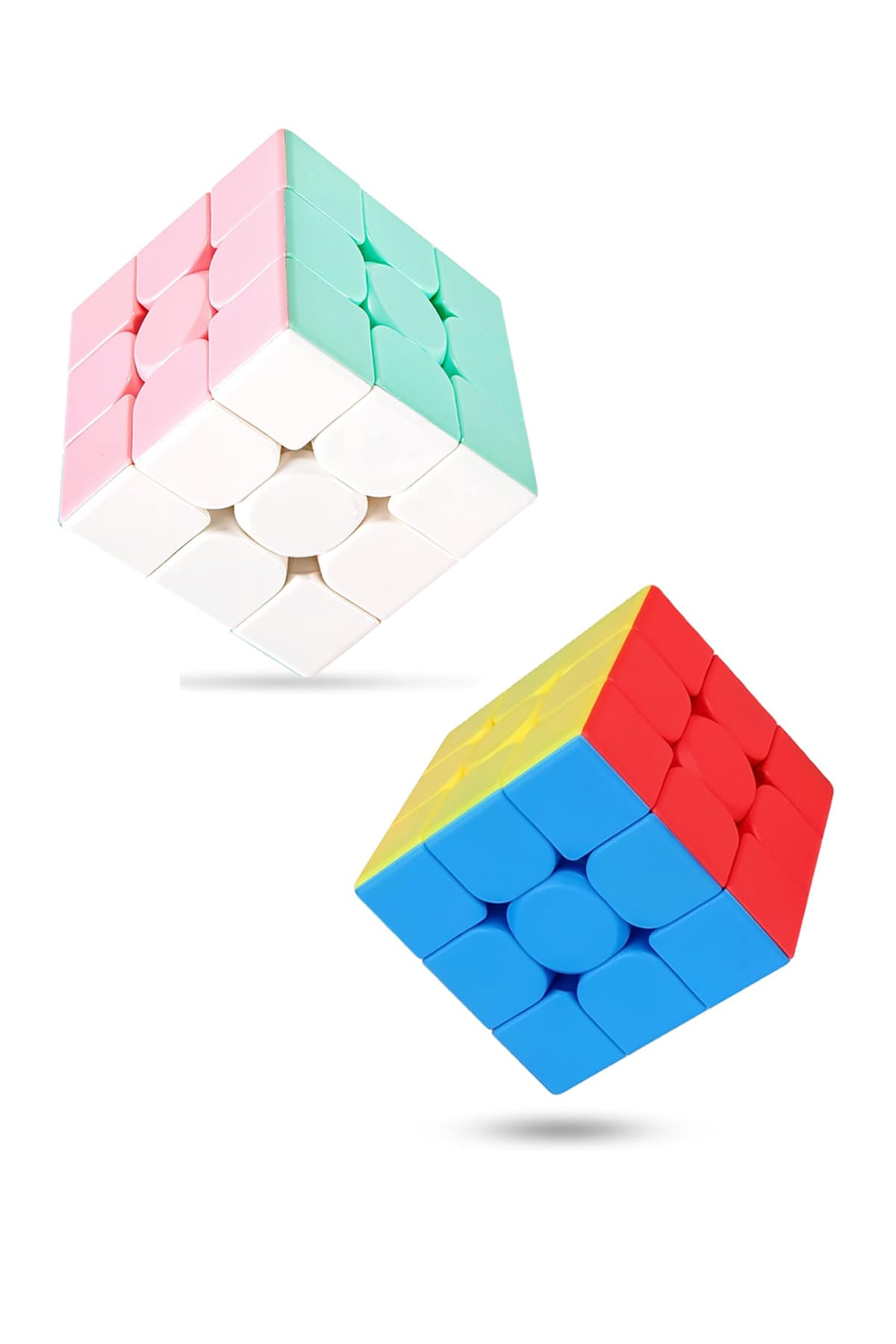 Toyaş 2 adet Speed Cupe Küp Zeka Küpü 3x3 Hız Küpü,Fidget Oyuncak Seyahat Zeka Oyunu Canlı ve Pastel