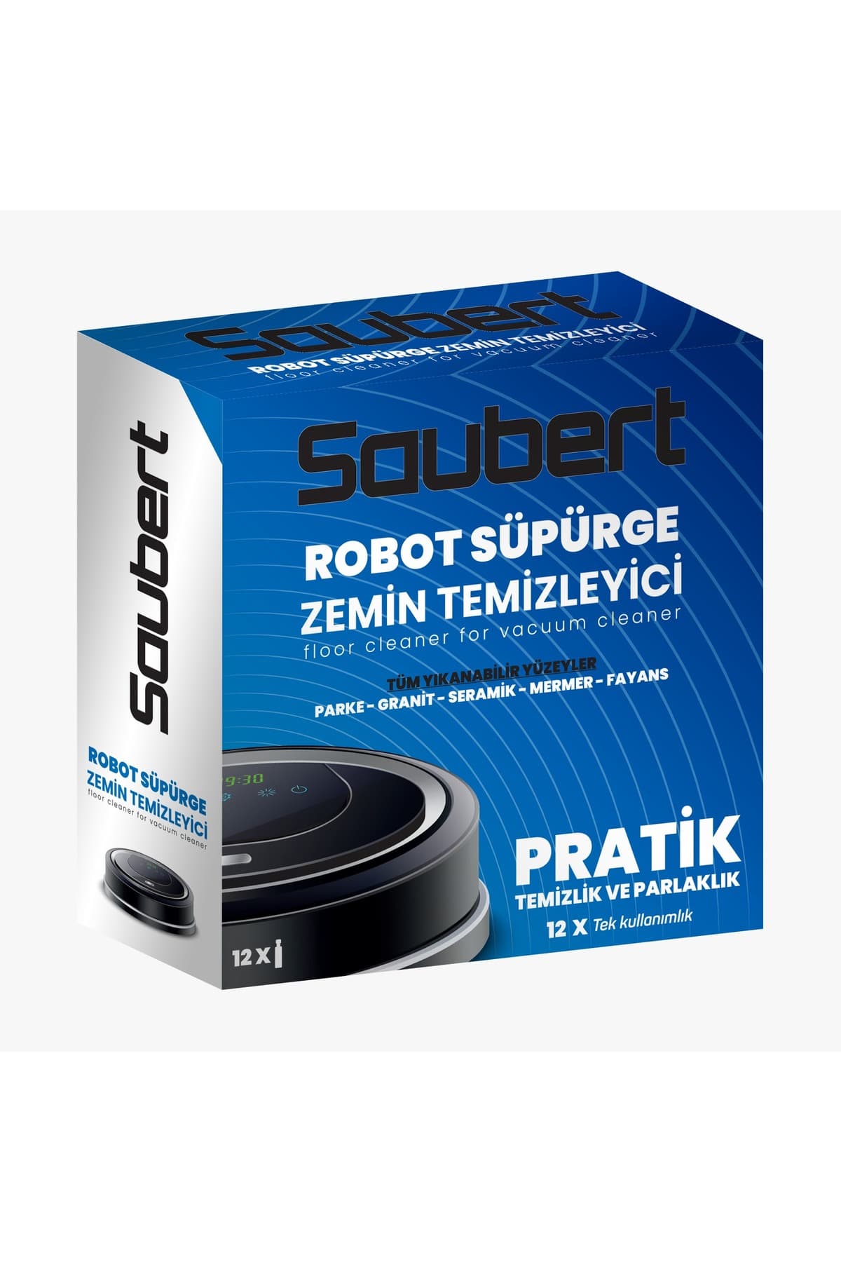 Saubert Robot Süpürge Mop Konsantre Deterjan-anti Bakteriyel-iz Bırakmaz-parlaklık Verir. 12 Li