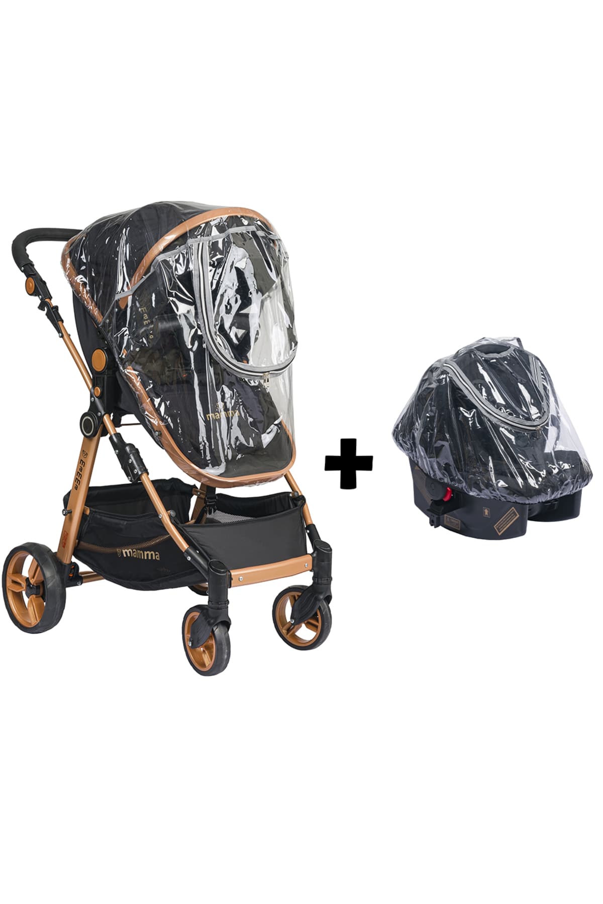 Mamma Fermuarlı Lüks Travel Bebek Arabası + Ana Kucağı Yağmurluğu Seti ( Tüm Travel Arabalara Uyar )