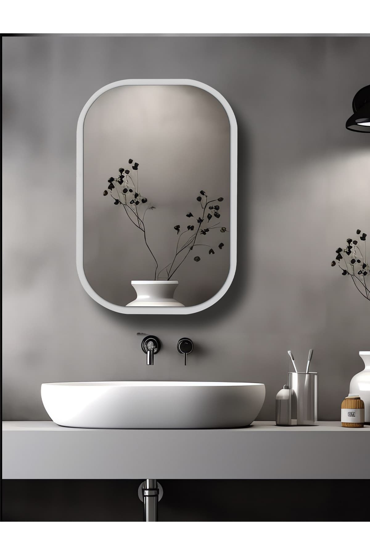 FLORADESİGN Side (BEYAZ) 75x50cm /banyo Dolabı Aynalı / Lavabo Üstü Dolap / Banyo Düzenleyici / Aynalı Dolap
