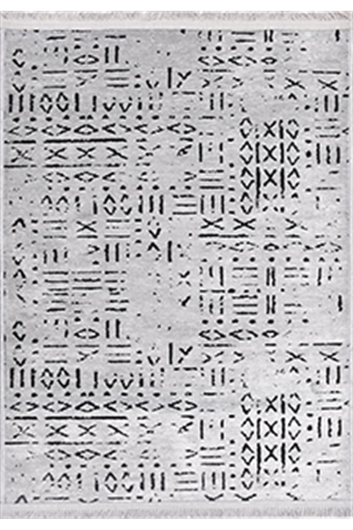Çam Halı Crea Decolux Vena 8015 Gri Özel Kaymaz Tabanlı Pamuk Dokuma Kilim