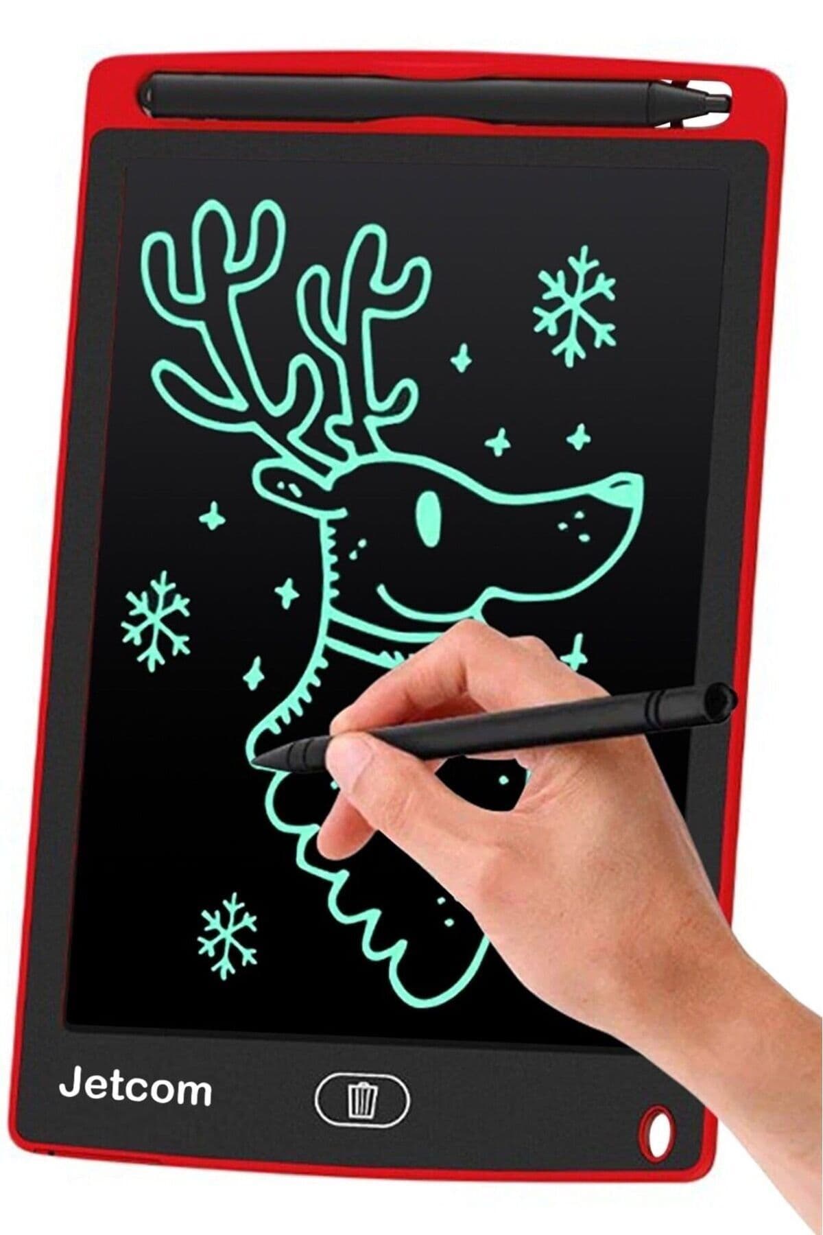 Canderel Dijital Kalemli Çizim Yazı Tahtası Not Yazma Eğitim Tableti Writing Tablet 8,5 Inç Kırmızı