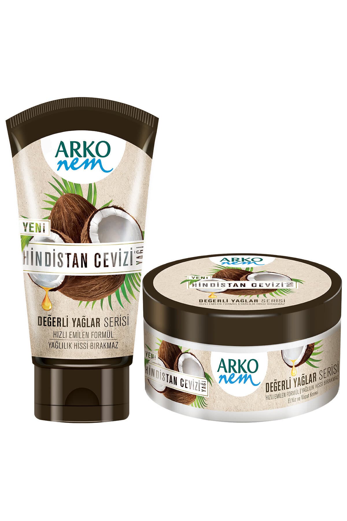 Arko Nem Değerli Yağlar Hindistan Cevizi Nemlendirici Krem 250+60ml