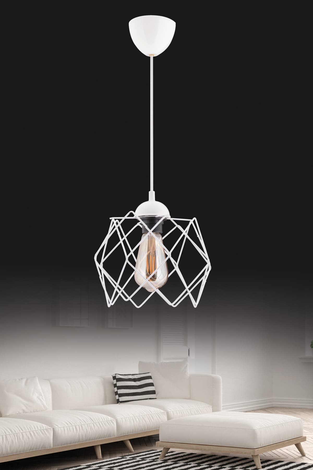 Trend Kitchen Modern Elegante Tekli Beyaz Salon Mutfak Oda Hol Avize (CAMSIZ)