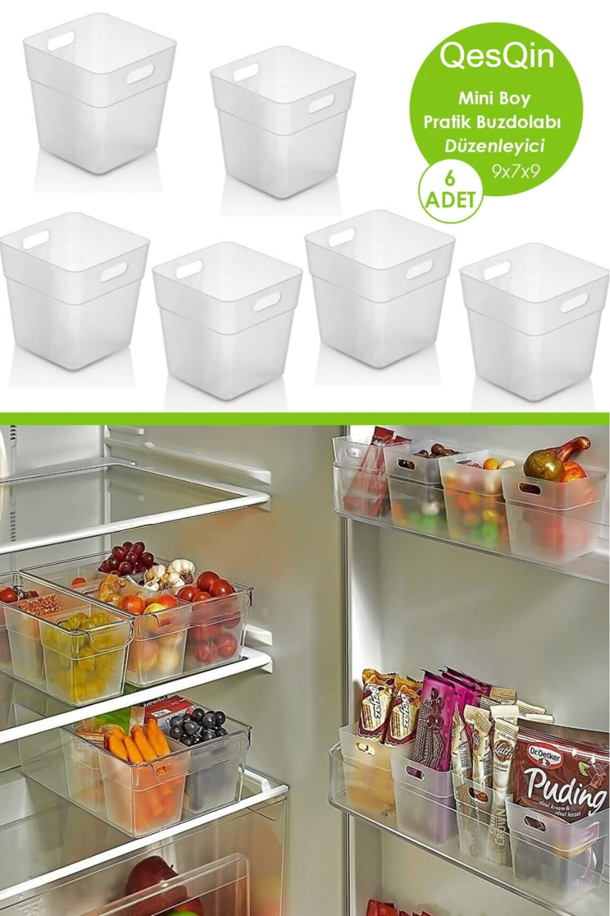 QesQin 6 Adet Buzdolabı Kapak Içi Düzenleyici Organizer 6'lı Buzdolabı Içi Düzenleyici