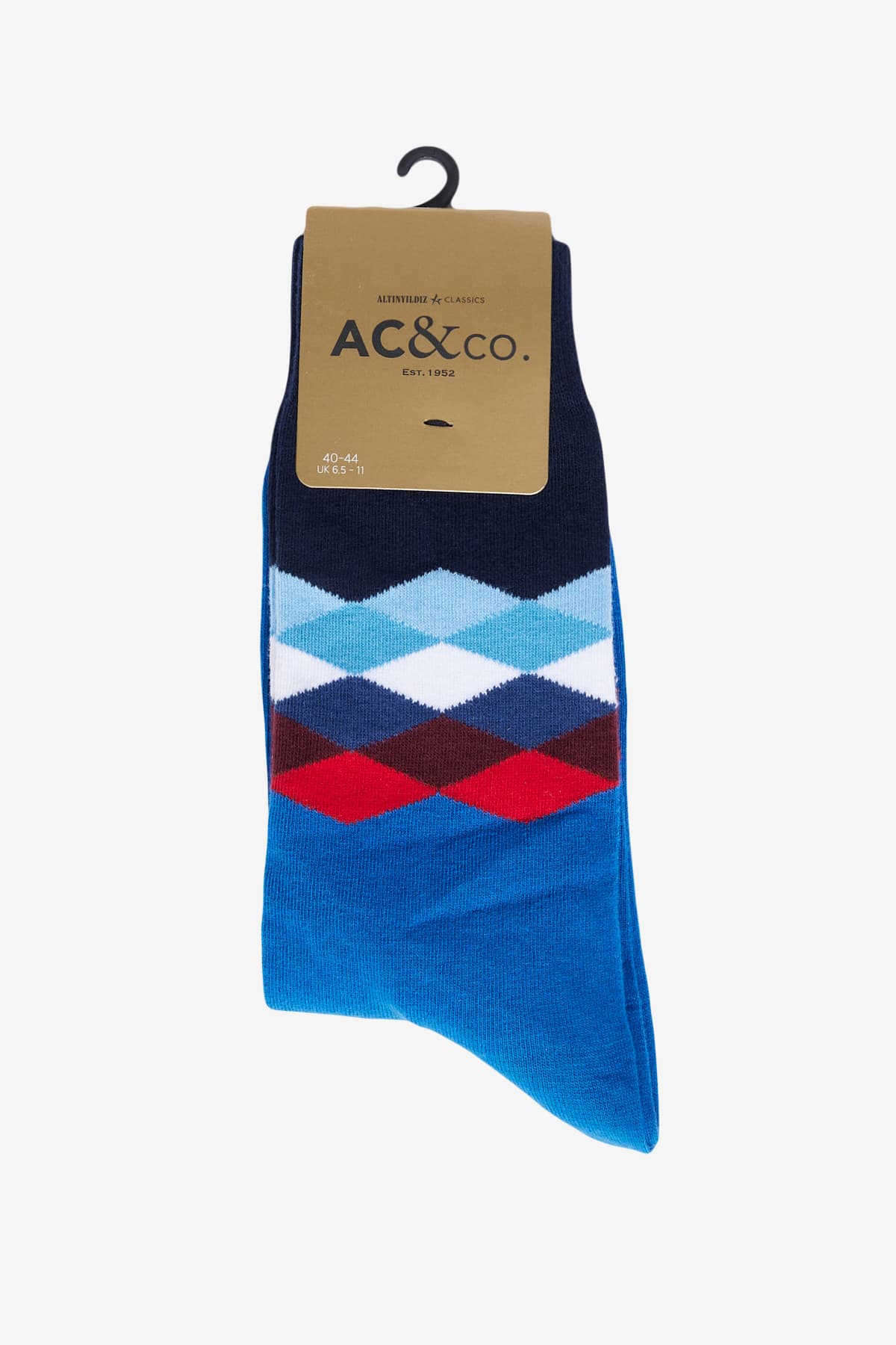 Altınyıldız Classics Erkek Mavi Desenli Mavi Pamuklu Casual Çorap
