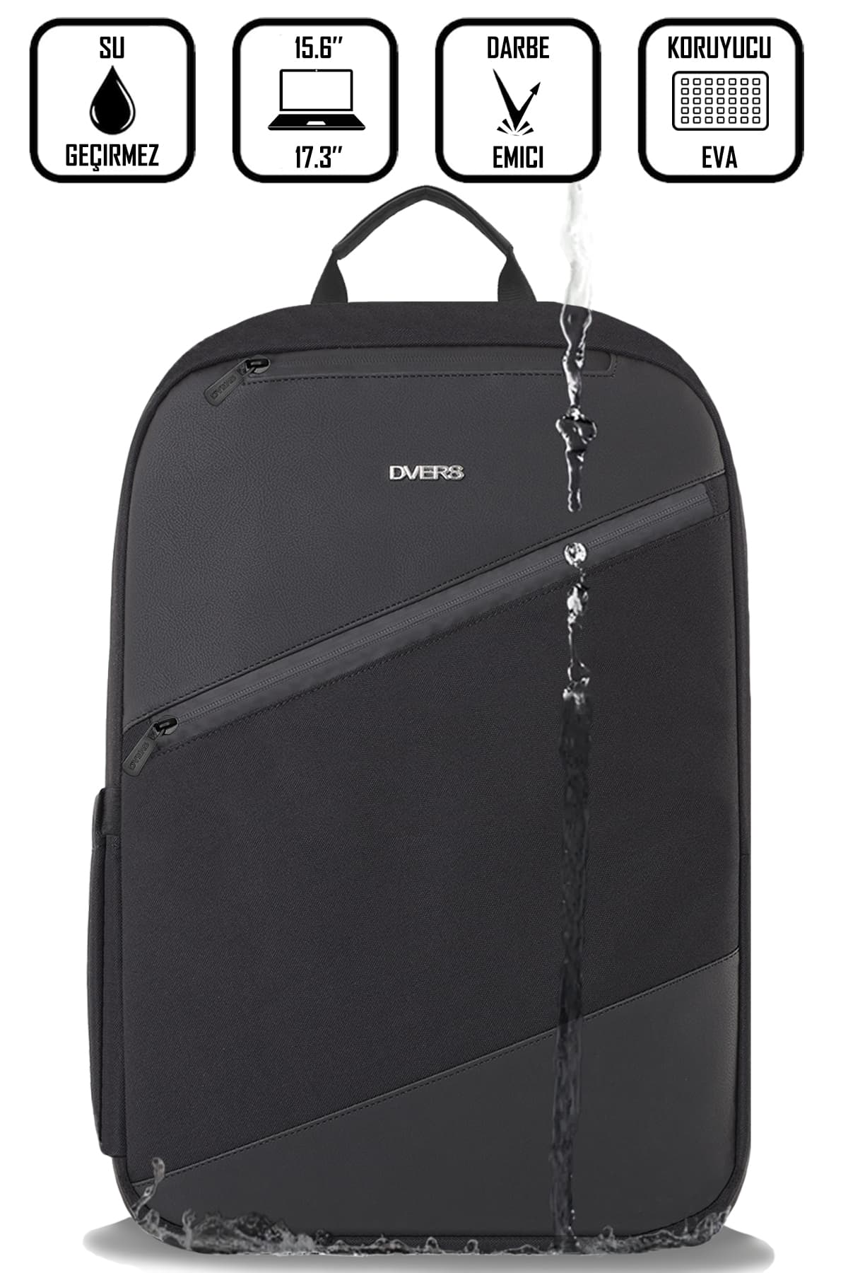 D'VERS 17.3-15.6 Inç Uyumlu 5 Bölmeli Korumalı Su Itici Kumaş Ve Fermuar Özellikli Laptop Sırt Çantası