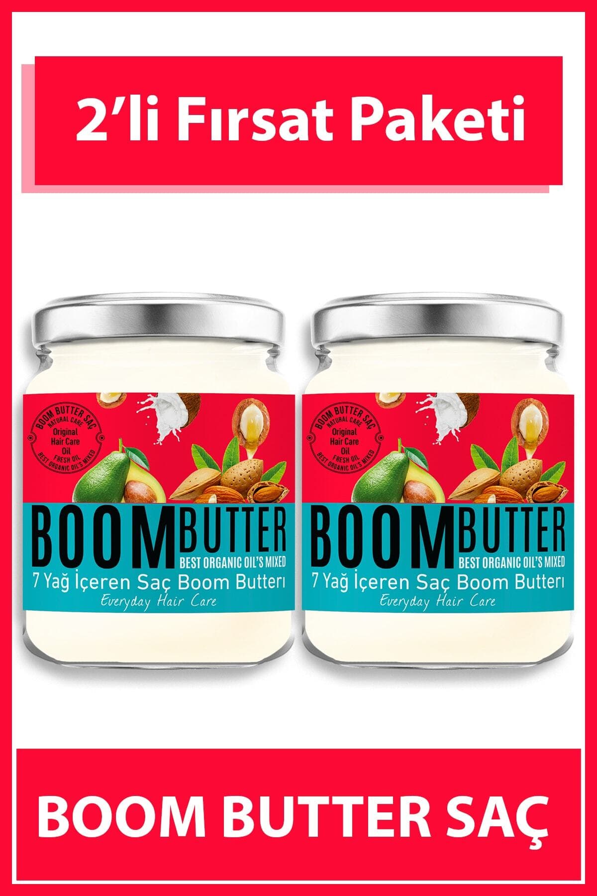 BOOM BUTTER Saç Bakım Yağı İkili Paket