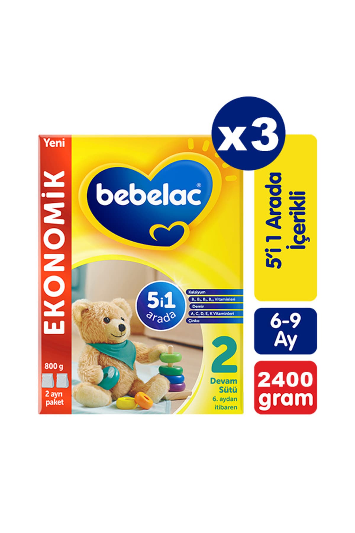 Bebelac 2 Devam Sütü 800 gr X 3 Adet