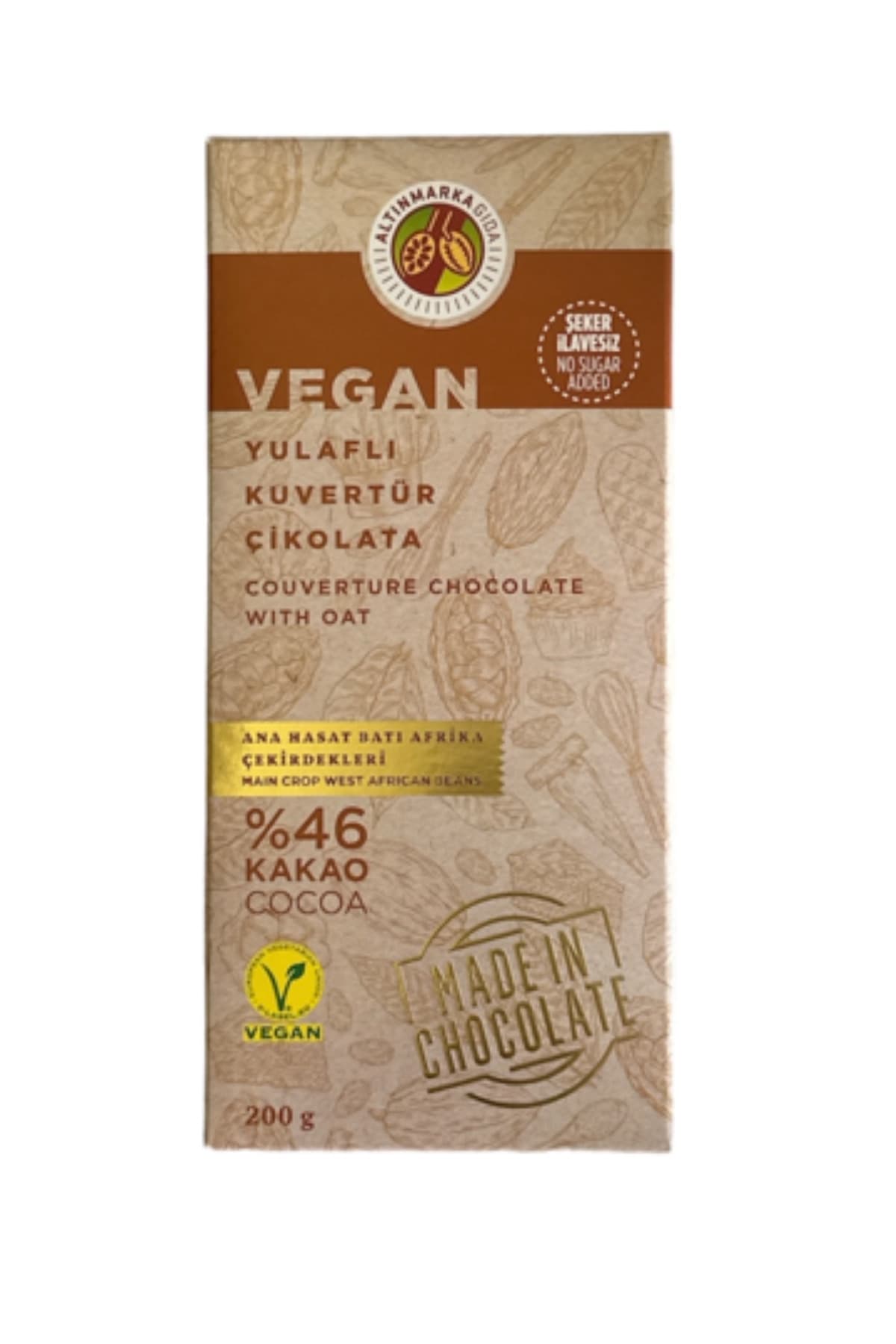 Altınmarka ALT565 - Yulaflı Kuvertür Vegan Çikolata 200 gram