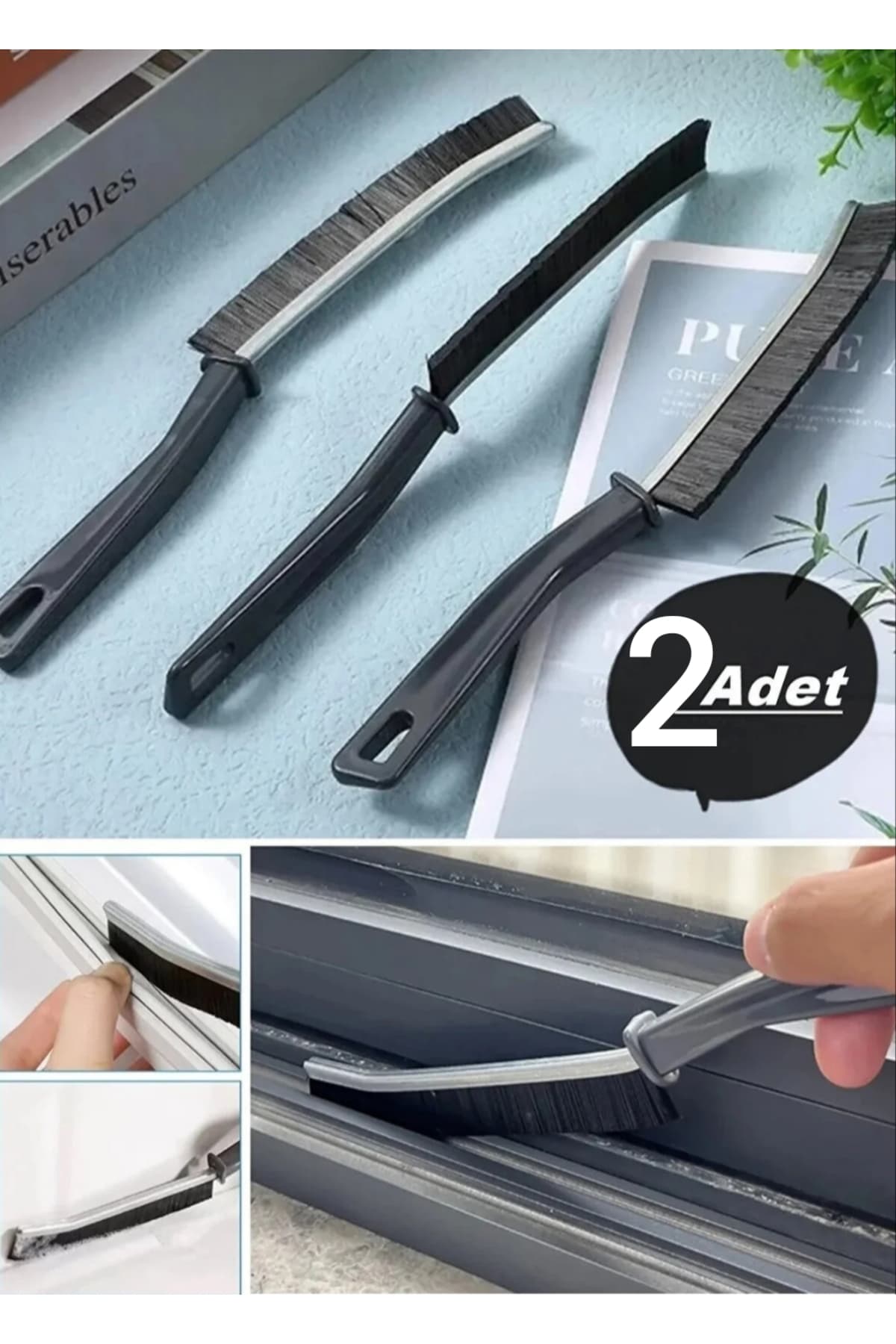 AKCAKESE 2 ADET Çok Amaçlı Multi İnce Temizlik Fırçası Derz Arası Banyo Mutfak Lavabo Detay Temizleme Fırçası