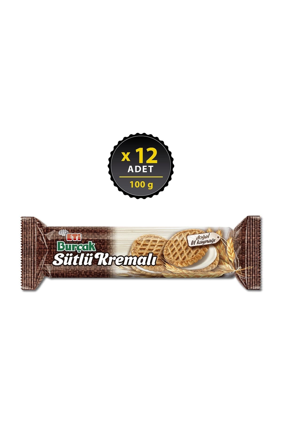 Eti Burçak Sütlü Kremalı Yulaflı Bisküvi 100 g x 12 Adet