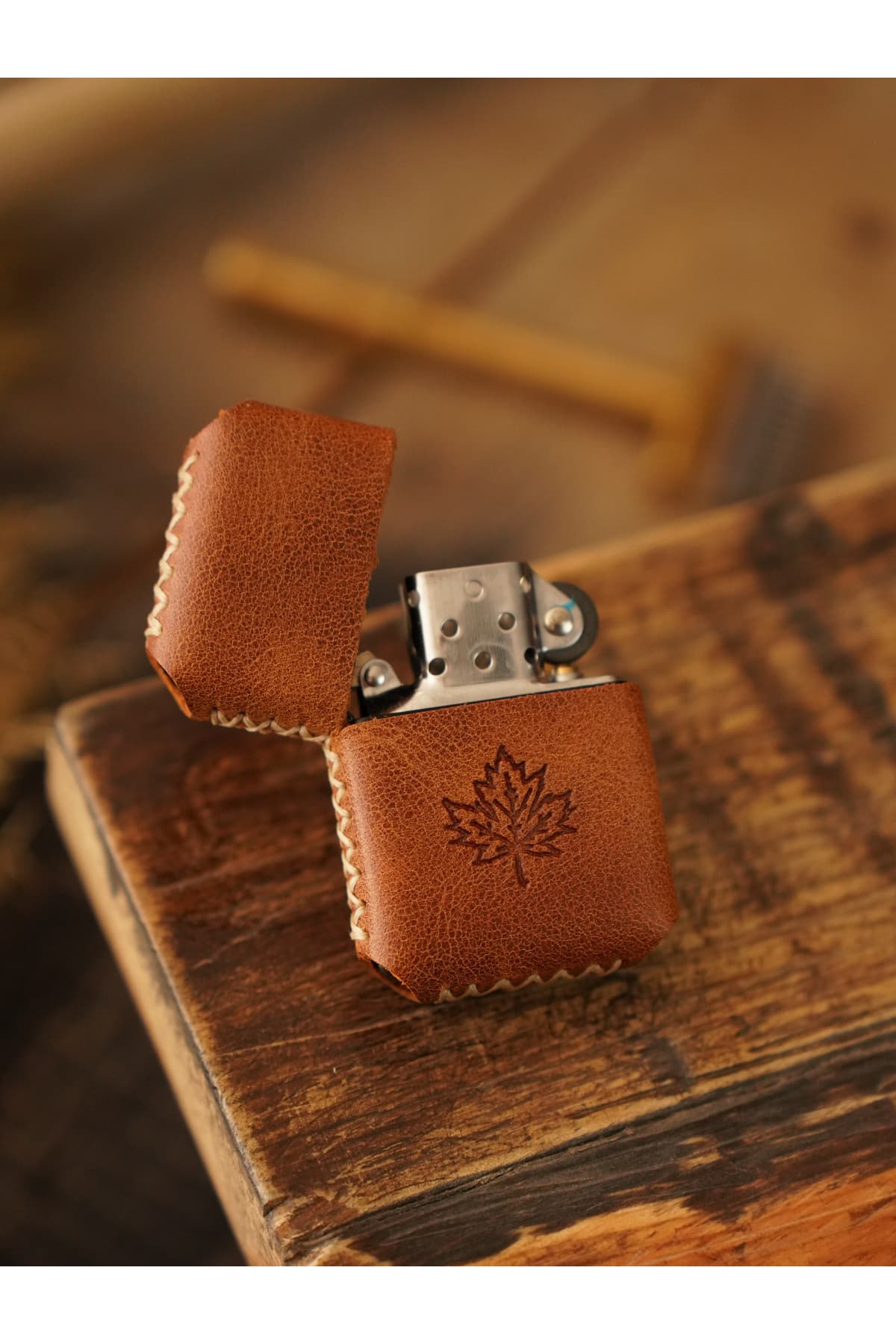 Atölye Çınar Leather Handmade El Yapımı Hakiki Deri Kılıflı Zippo Çakmak Yılbaşı,hediye