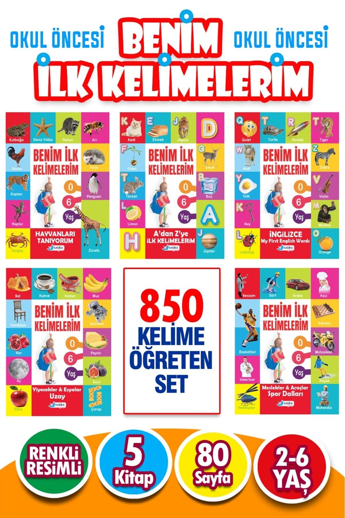 Harika Kitap 12 - 36 Ay Ilk Kelimelerim Seti 850 Kelime Öğreten 5 Kitap