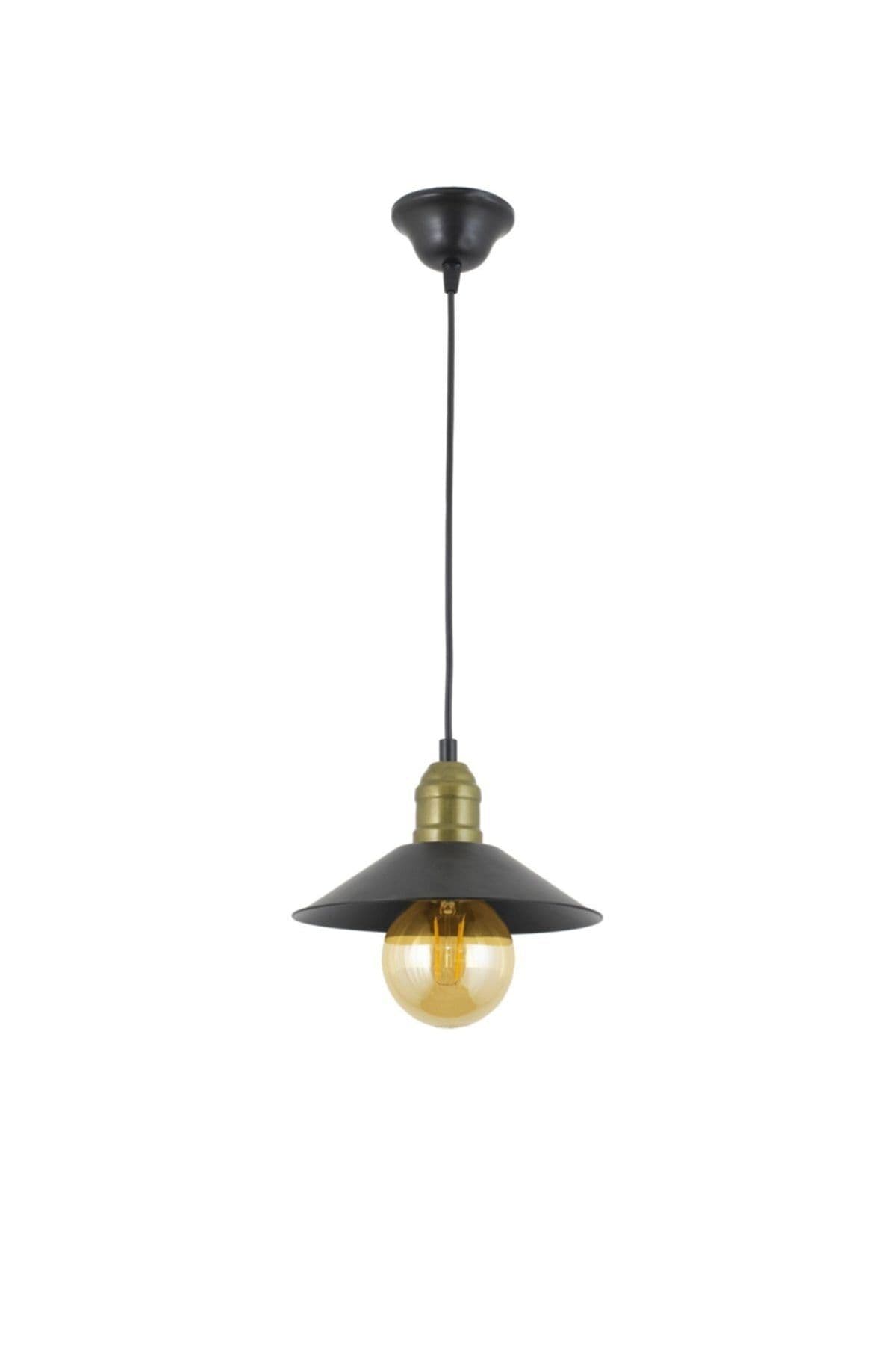 Lambadar Tekli Siyah Retro Rustik Model Modern Metal Sarkıt Avize